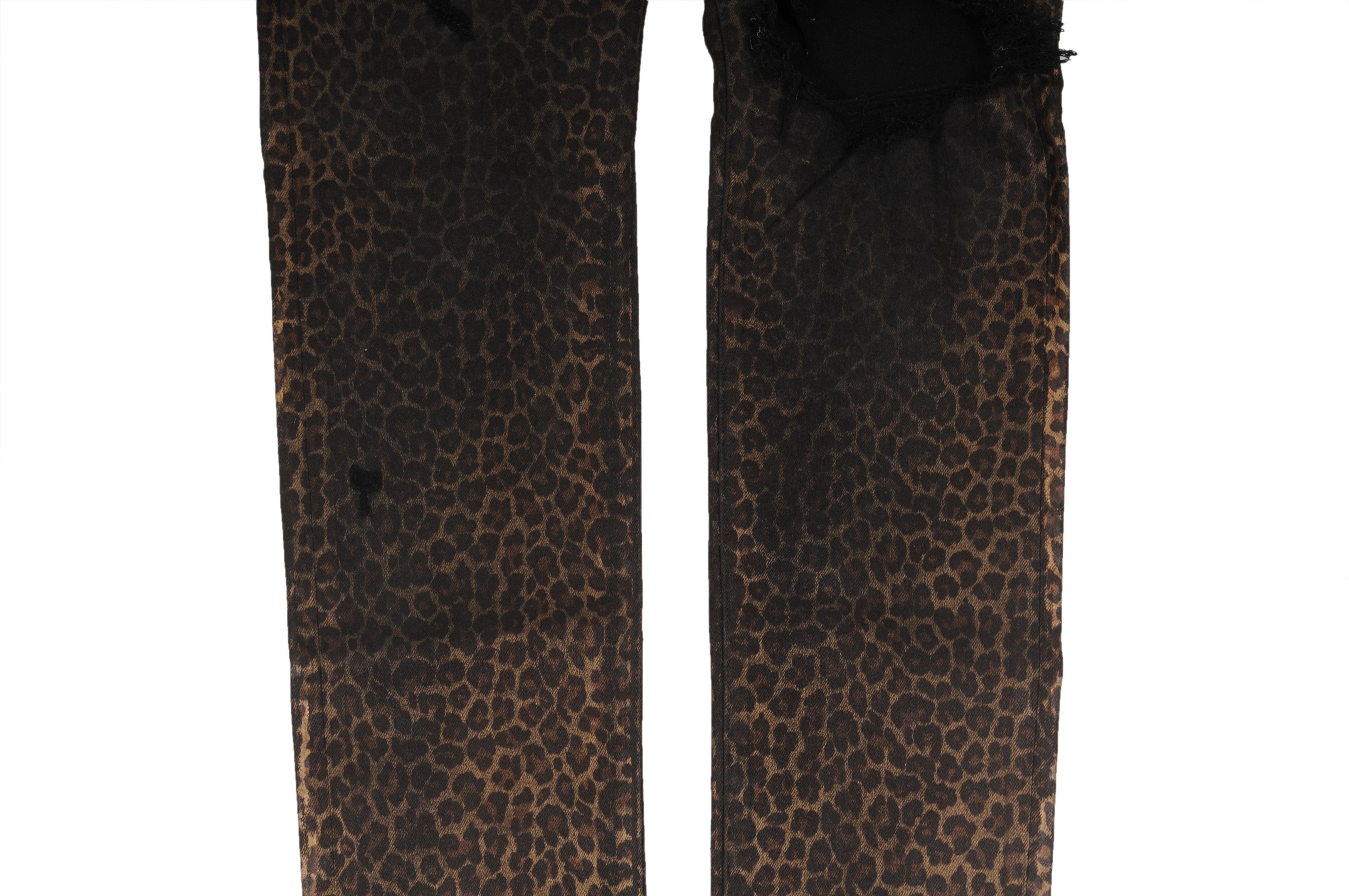 Amiri Leopard Print Broken Knee Distressed Stretch Denim Jeans Size US 34 / EU 50 - 4 Thumbnail