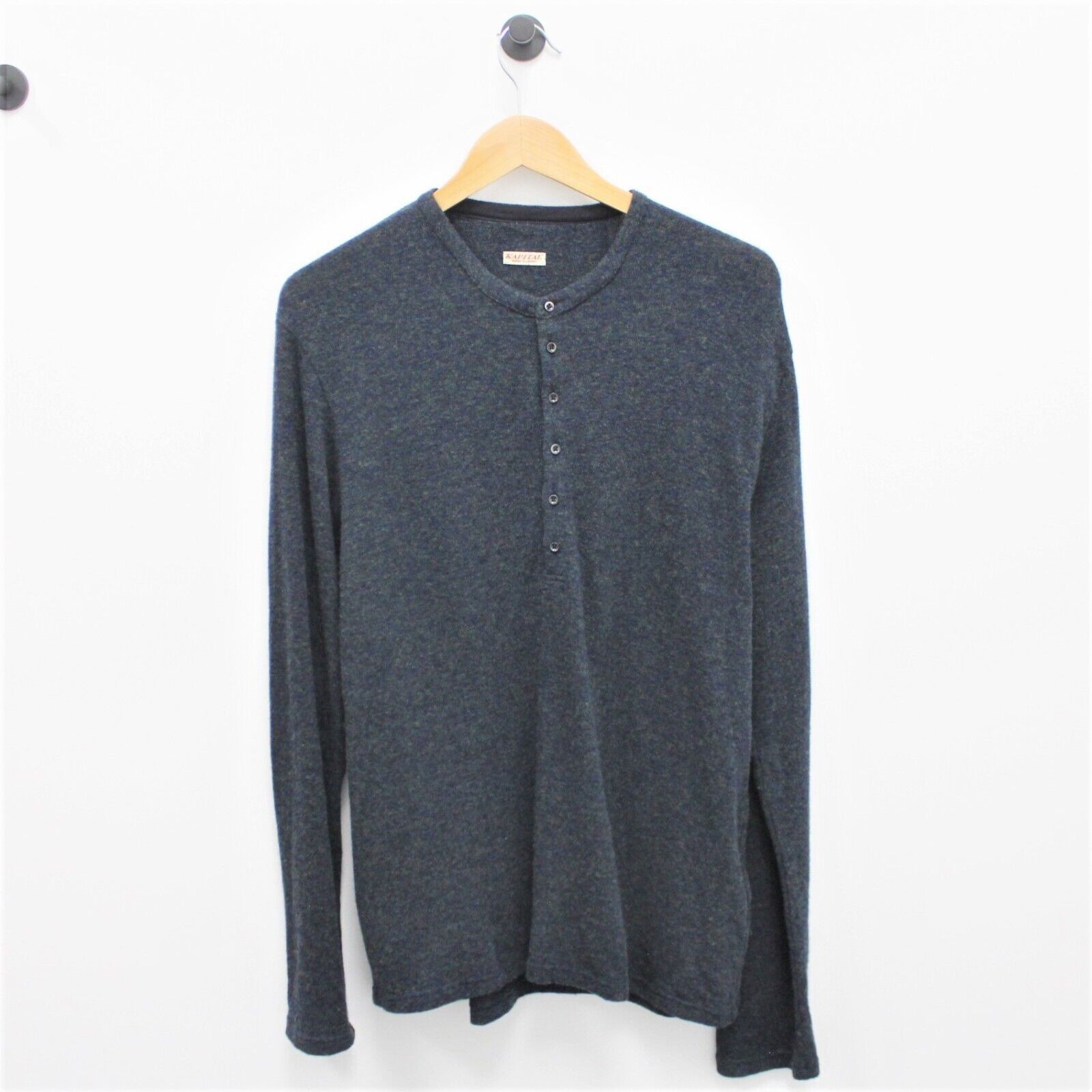 Kapital Kapital Men's Wool Shirt Gray Long Sleeve Henley Half Button ...