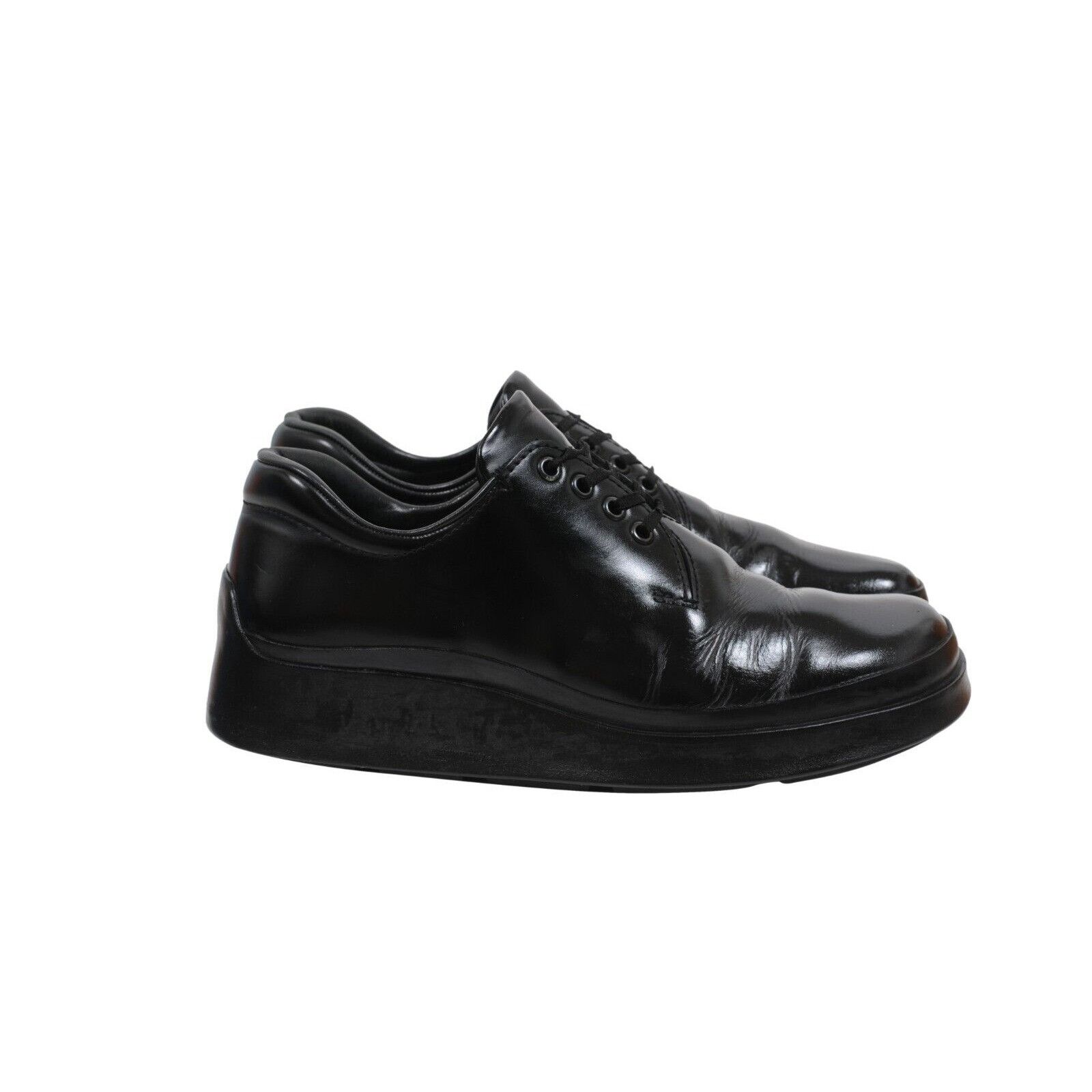 Prada Black Leather Lace Up AW99 Derby Chunky Runway - 01686 Size US 7.5 / EU 40-41 - 8 Thumbnail