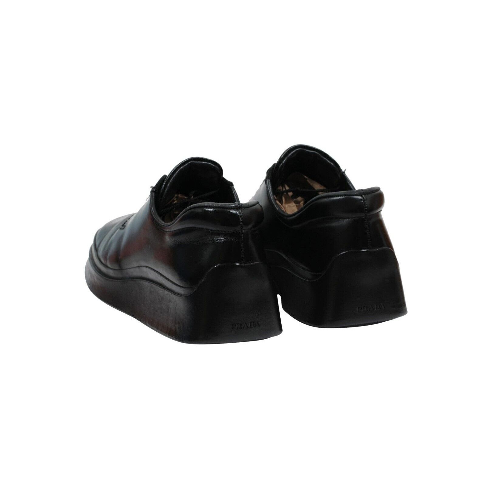Prada Black Leather Lace Up AW99 Derby Chunky Runway - 01686 Size US 7.5 / EU 40-41 - 5 Thumbnail