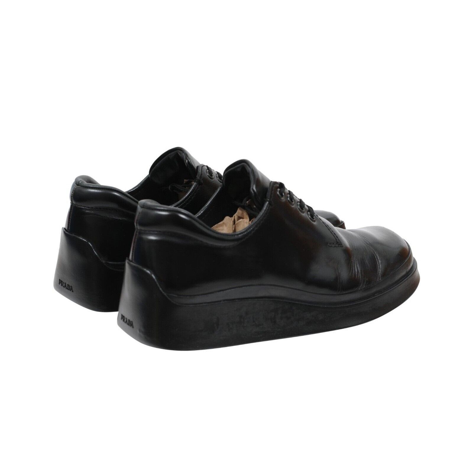 Prada Black Leather Lace Up AW99 Derby Chunky Runway - 01686 Size US 7.5 / EU 40-41 - 3 Thumbnail