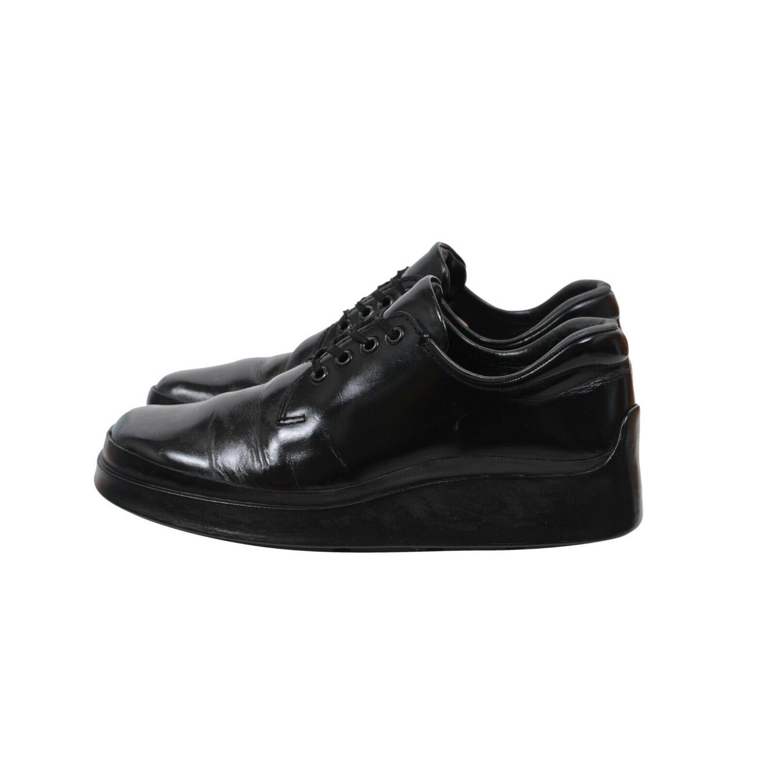 Prada Black Leather Lace Up AW99 Derby Chunky Runway - 01686 Size US 7.5 / EU 40-41 - 6 Thumbnail