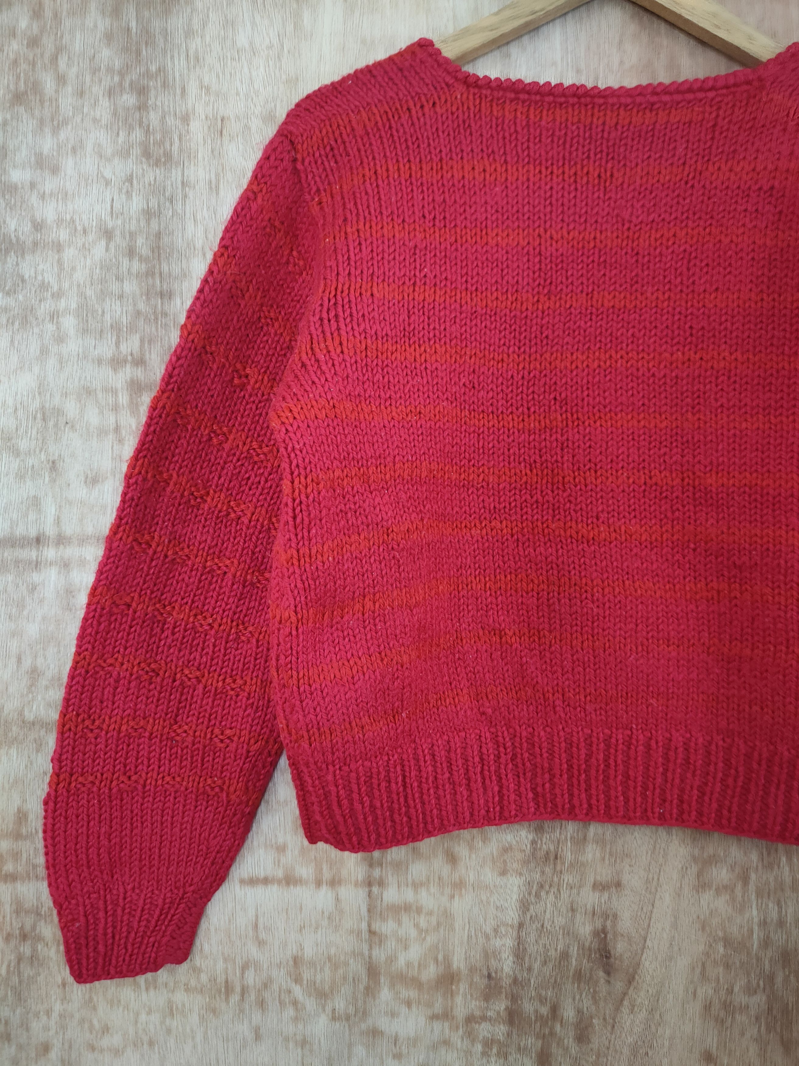 Aran Isles Knitwear DL Handmade Red mohair cable knitwear kurt cobain #46-391 Size US M / EU 48-50 / 2 - 7 Thumbnail