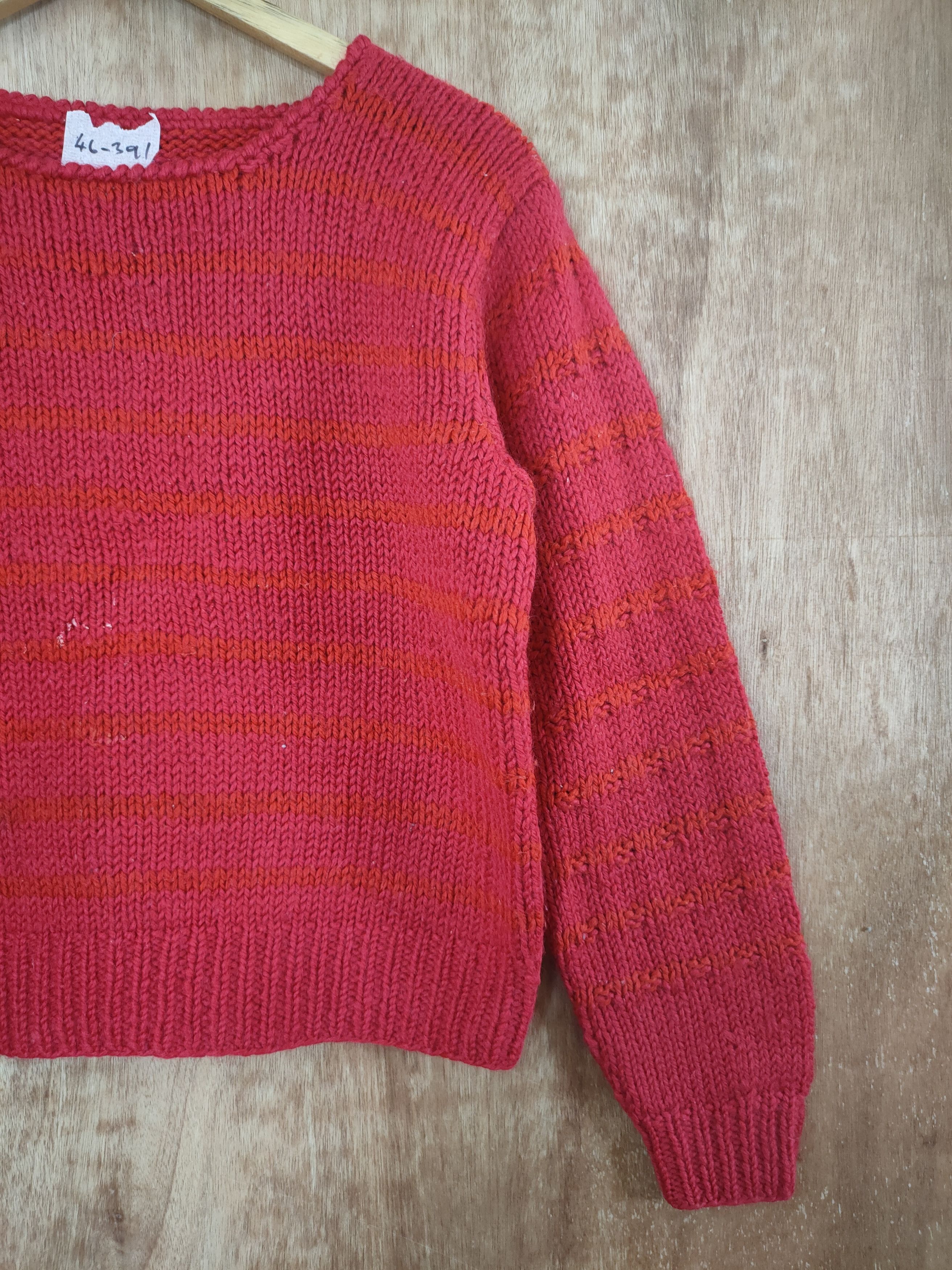 Aran Isles Knitwear DL Handmade Red mohair cable knitwear kurt cobain #46-391 Size US M / EU 48-50 / 2 - 3 Thumbnail