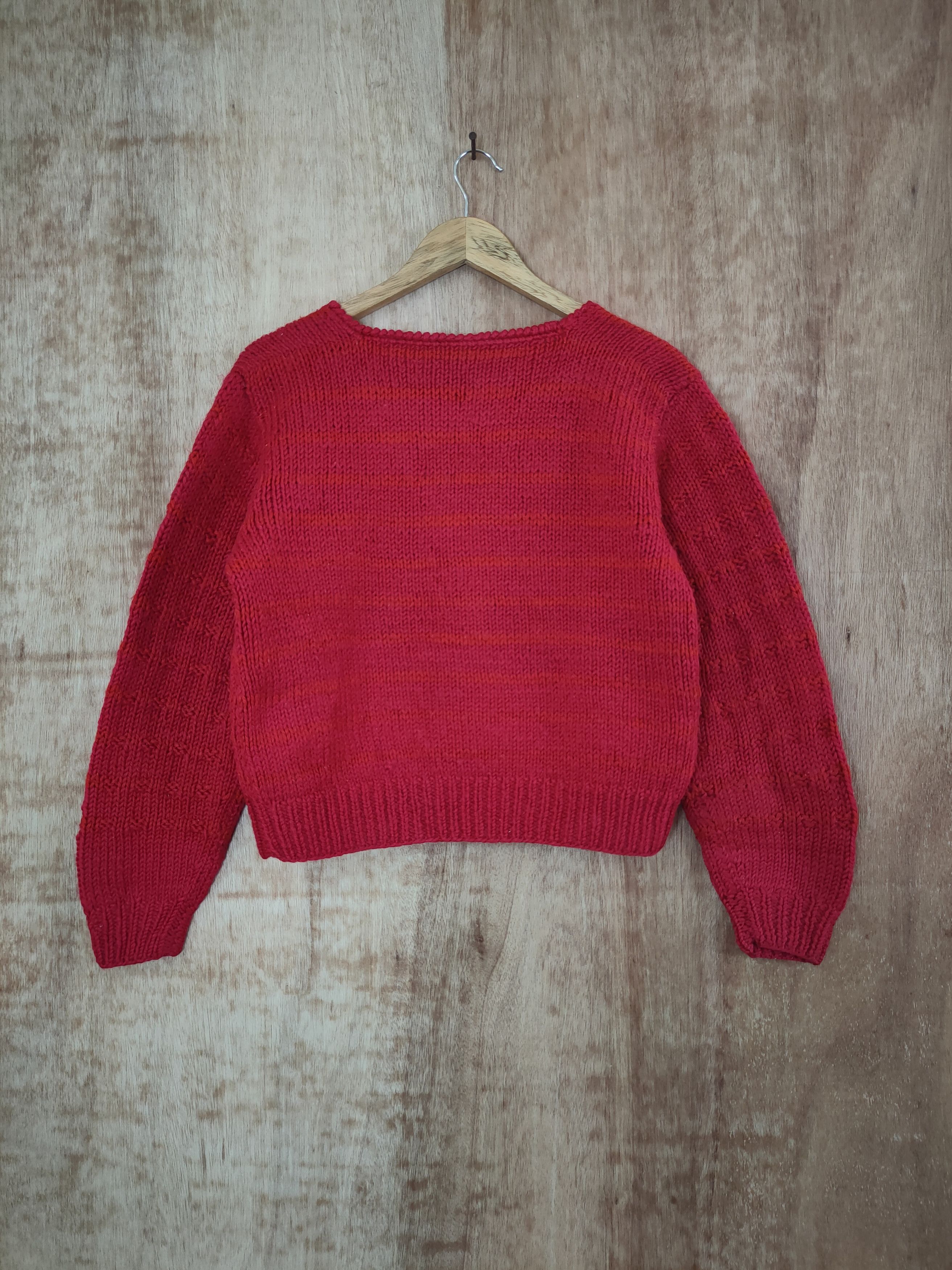 Aran Isles Knitwear DL Handmade Red mohair cable knitwear kurt cobain #46-391 Size US M / EU 48-50 / 2 - 6 Thumbnail