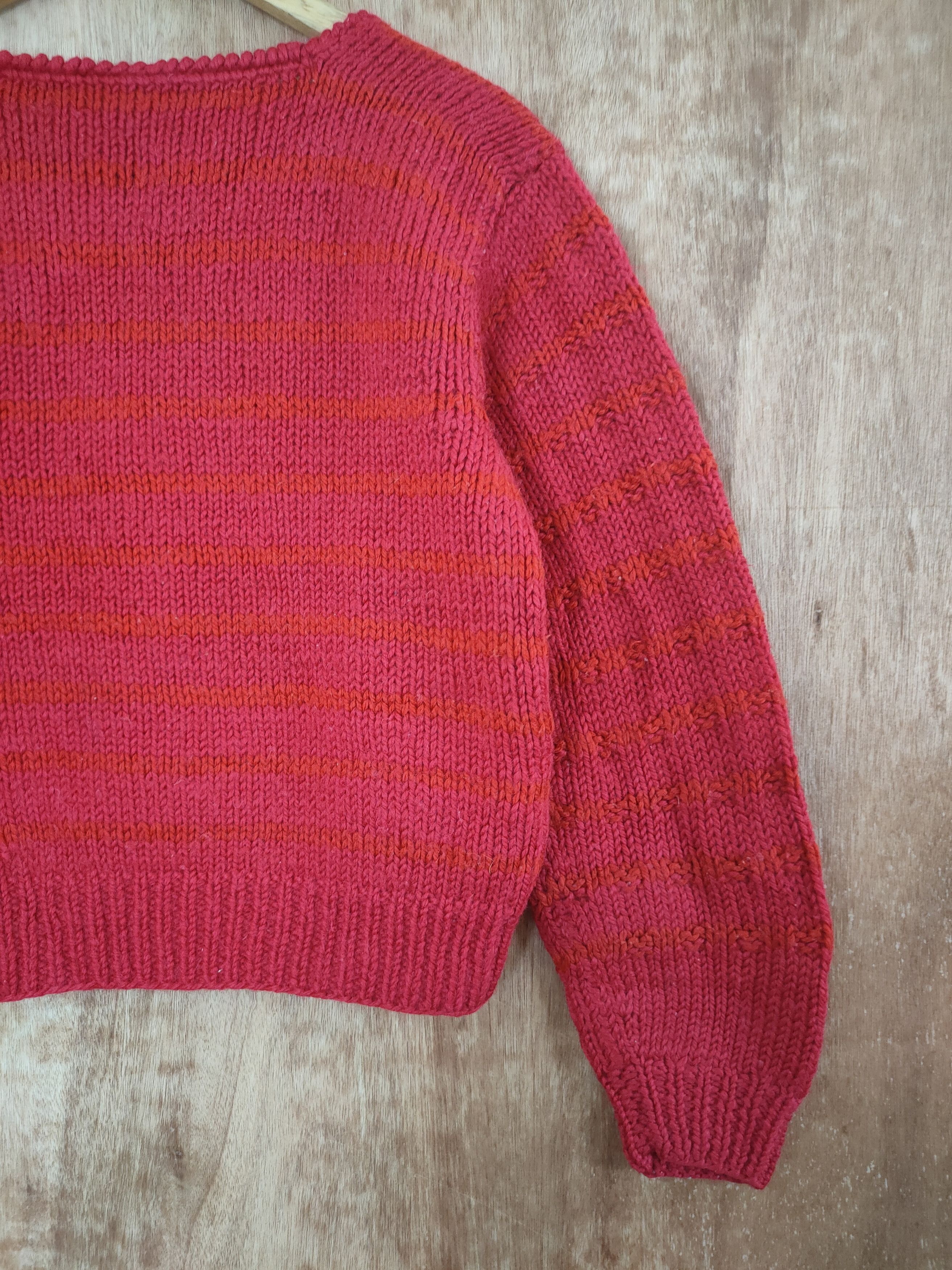 Aran Isles Knitwear DL Handmade Red mohair cable knitwear kurt cobain #46-391 Size US M / EU 48-50 / 2 - 8 Thumbnail