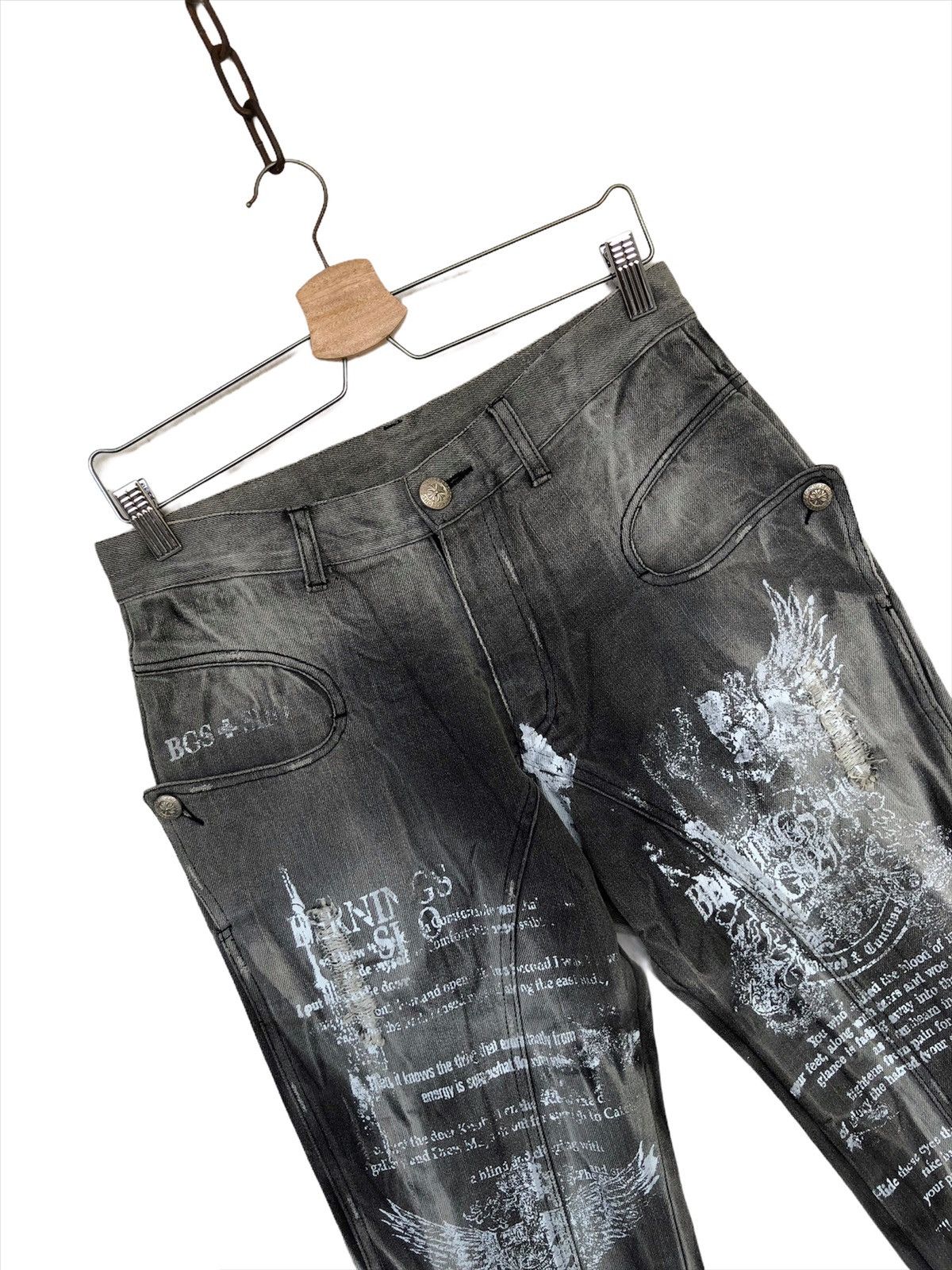 Yasuyuki Ishii Berning Sho 🇯🇵 Junya Poem Anarchy Statement Jeans Denim Size US 29 - 5 Thumbnail