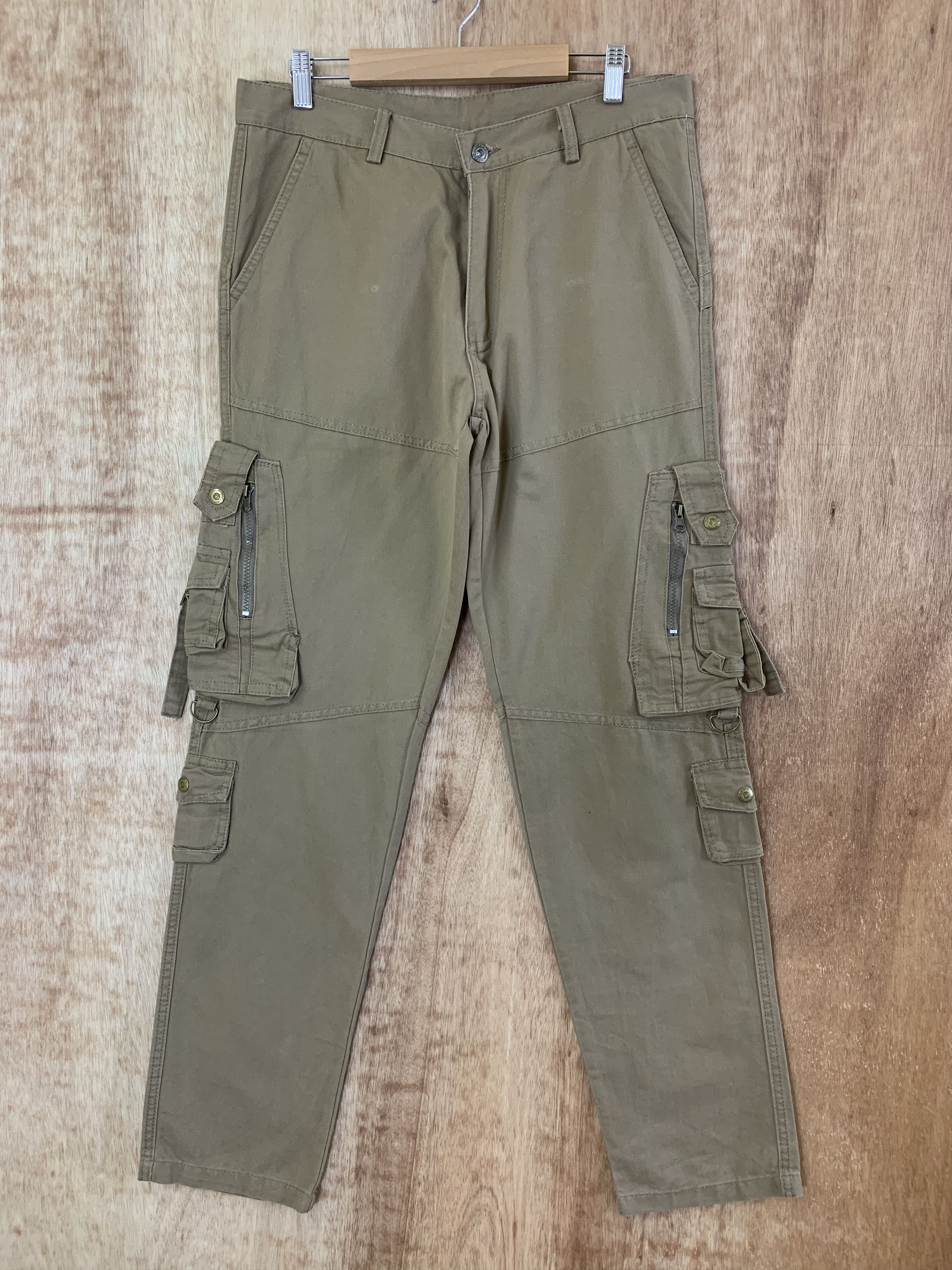 image of Designer Cargo Pants ed Multipocket Travis Scott Style in Brown, Men's (Size 32)