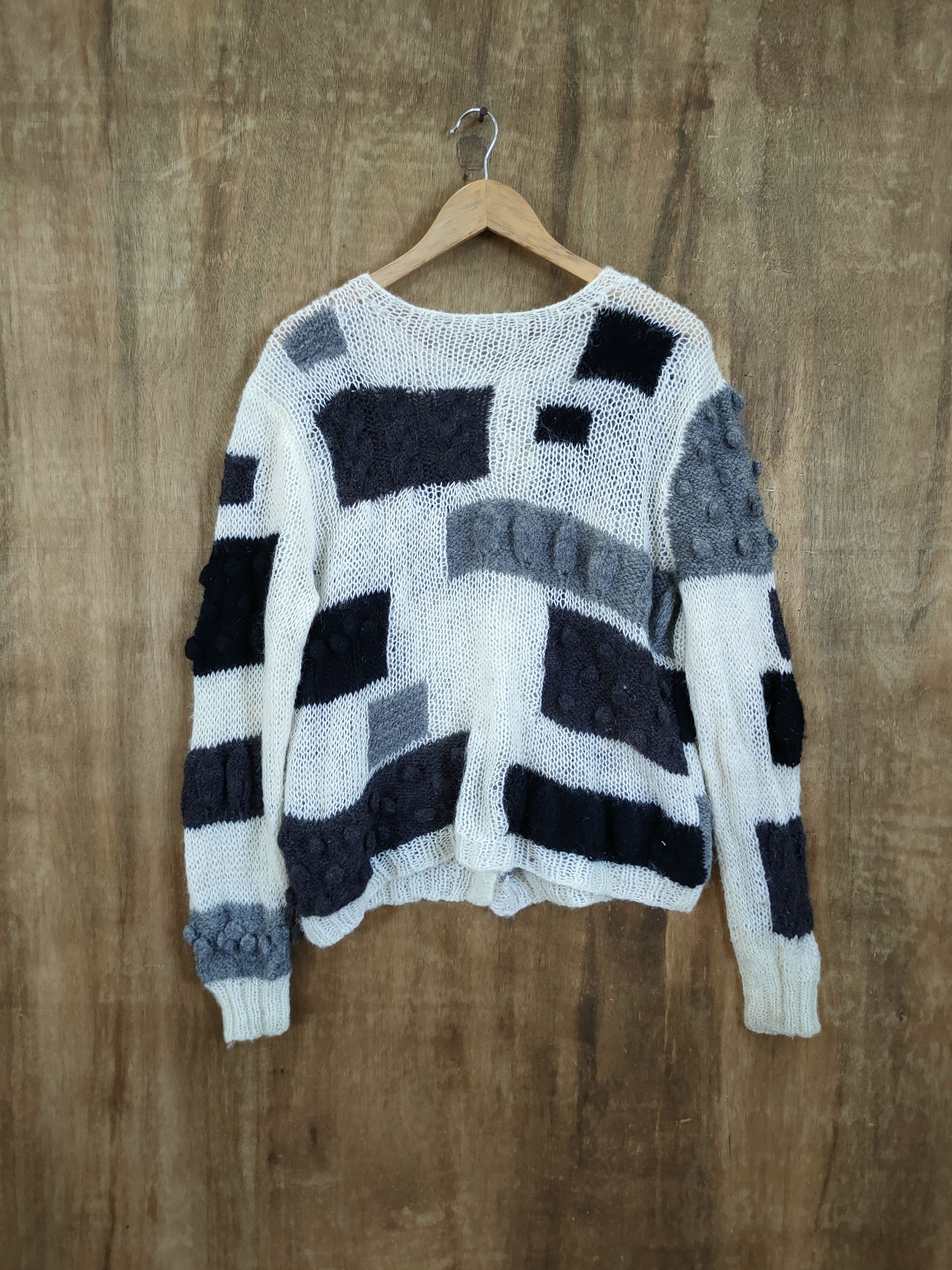 Vintage DL Japan thin mohair crochet meshnet patch knitwear #46-815 Size US M / EU 48-50 / 2 - 8 Thumbnail