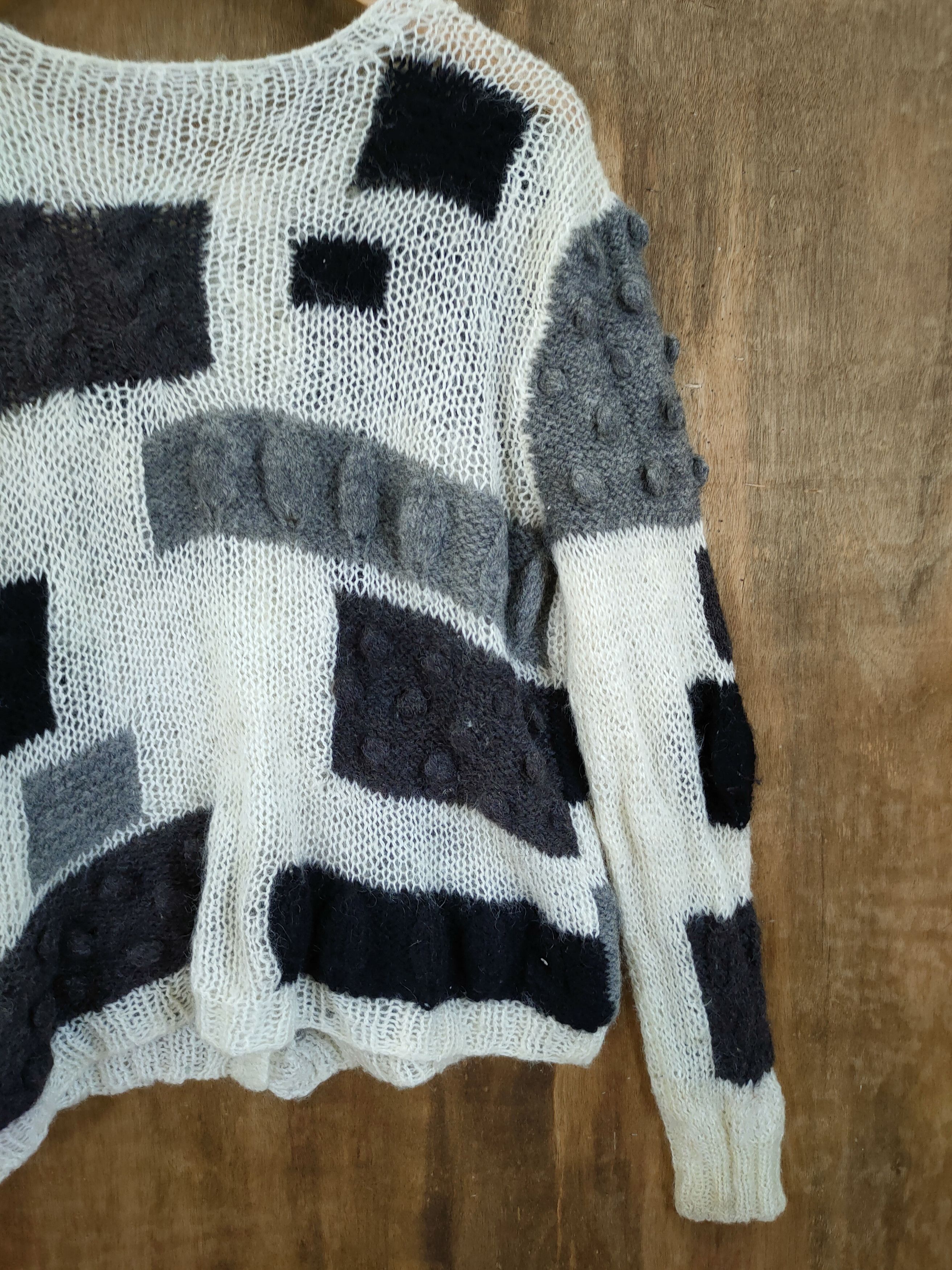 Vintage DL Japan thin mohair crochet meshnet patch knitwear #46-815 Size US M / EU 48-50 / 2 - 10 Thumbnail