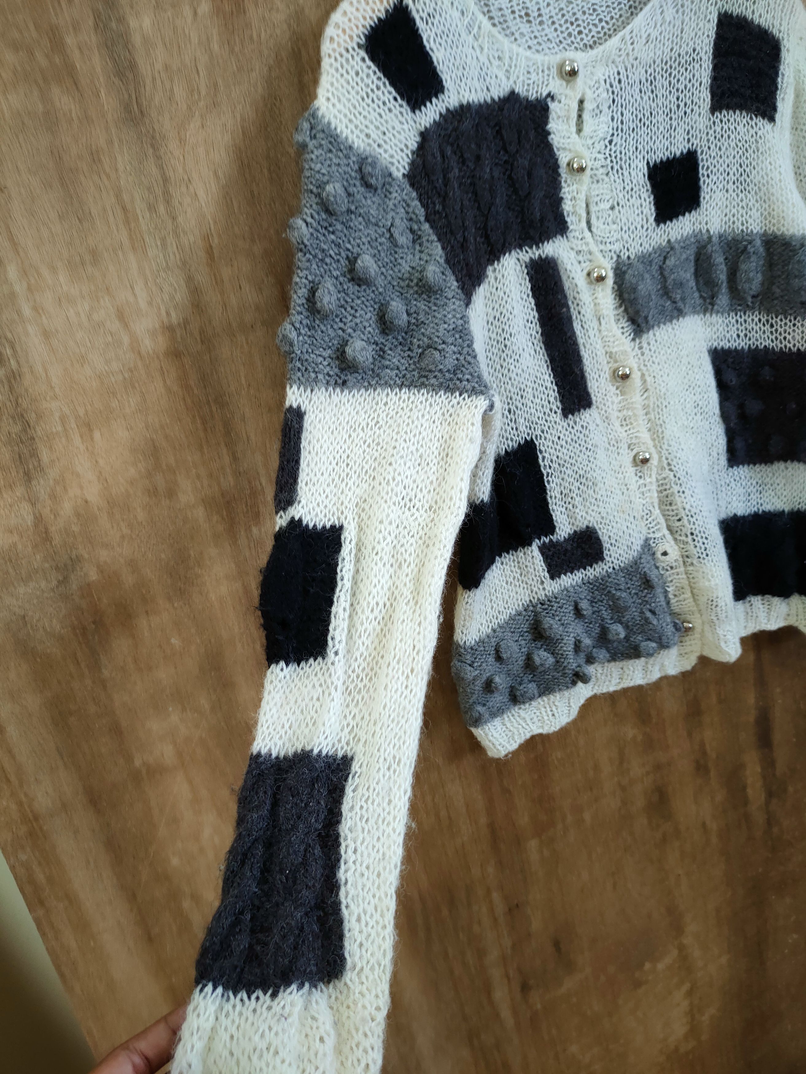 Vintage DL Japan thin mohair crochet meshnet patch knitwear #46-815 Size US M / EU 48-50 / 2 - 6 Thumbnail