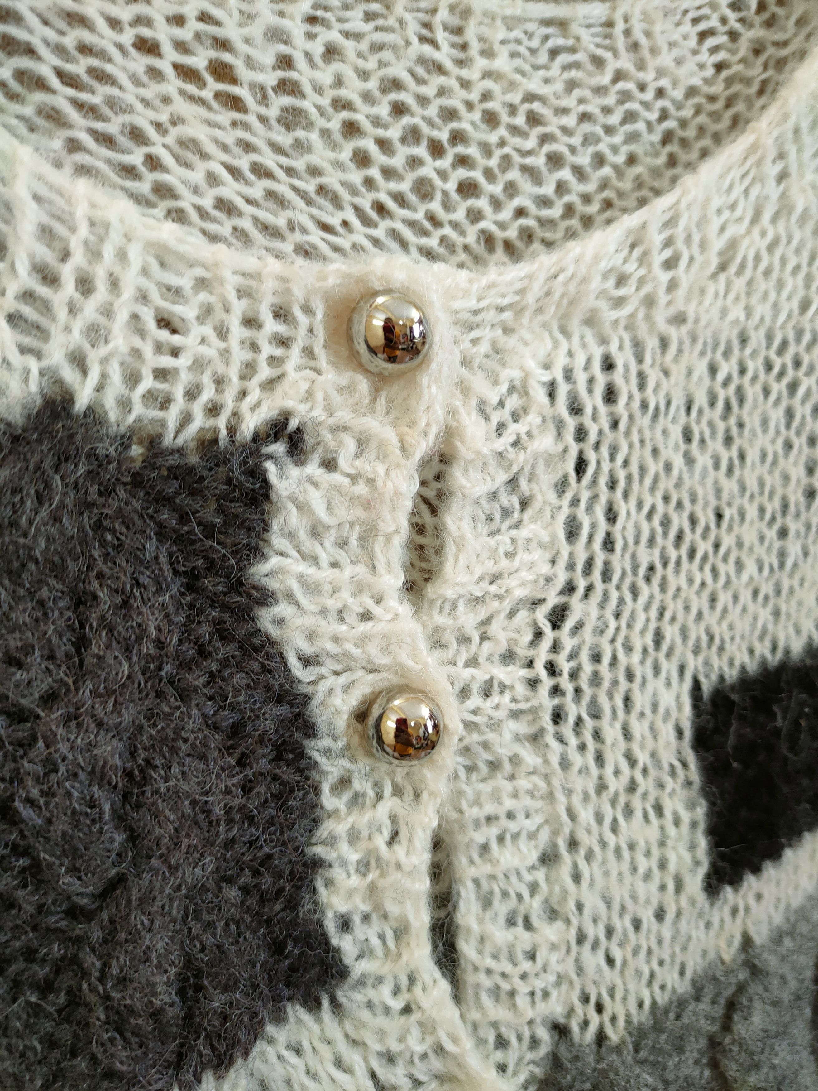 Vintage DL Japan thin mohair crochet meshnet patch knitwear #46-815 Size US M / EU 48-50 / 2 - 5 Thumbnail