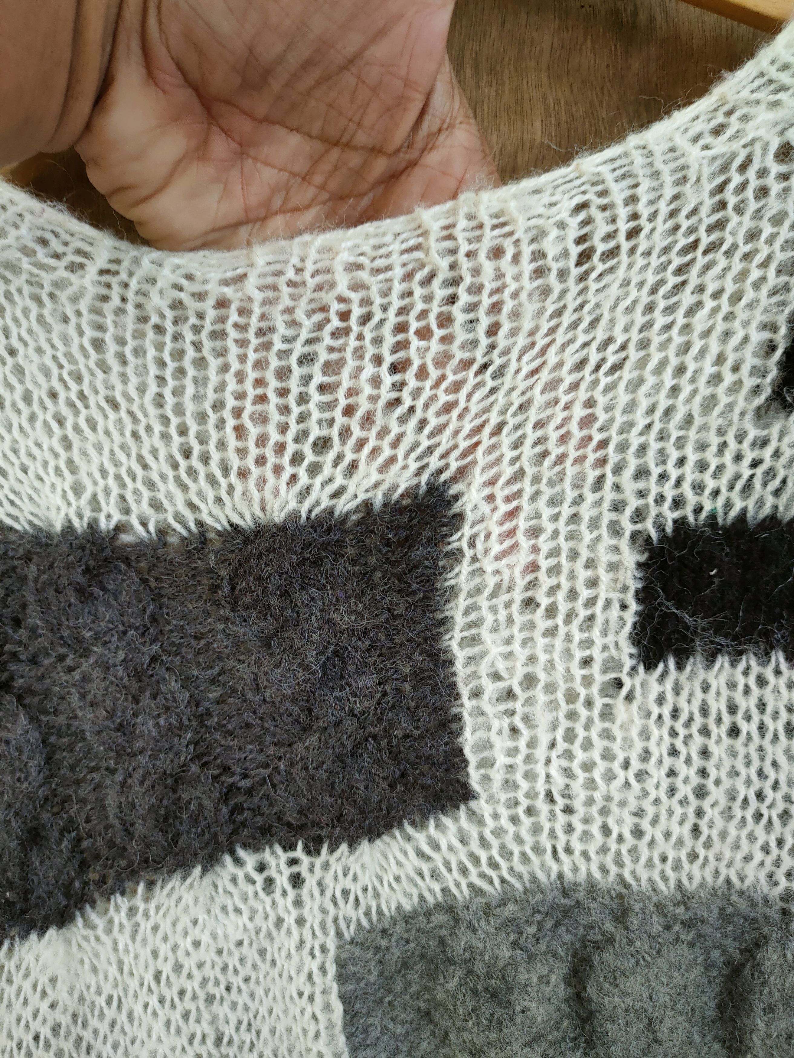 Vintage DL Japan thin mohair crochet meshnet patch knitwear #46-815 Size US M / EU 48-50 / 2 - 11 Thumbnail