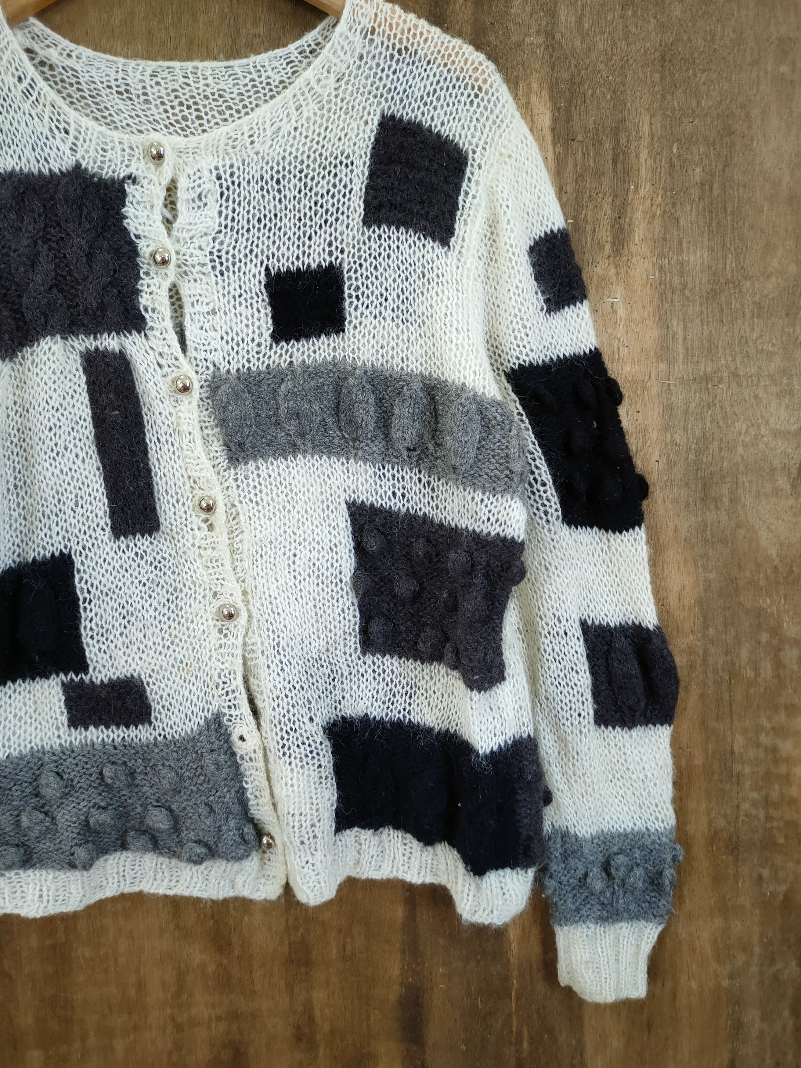 Vintage DL Japan thin mohair crochet meshnet patch knitwear #46-815 Size US M / EU 48-50 / 2 - 3 Thumbnail