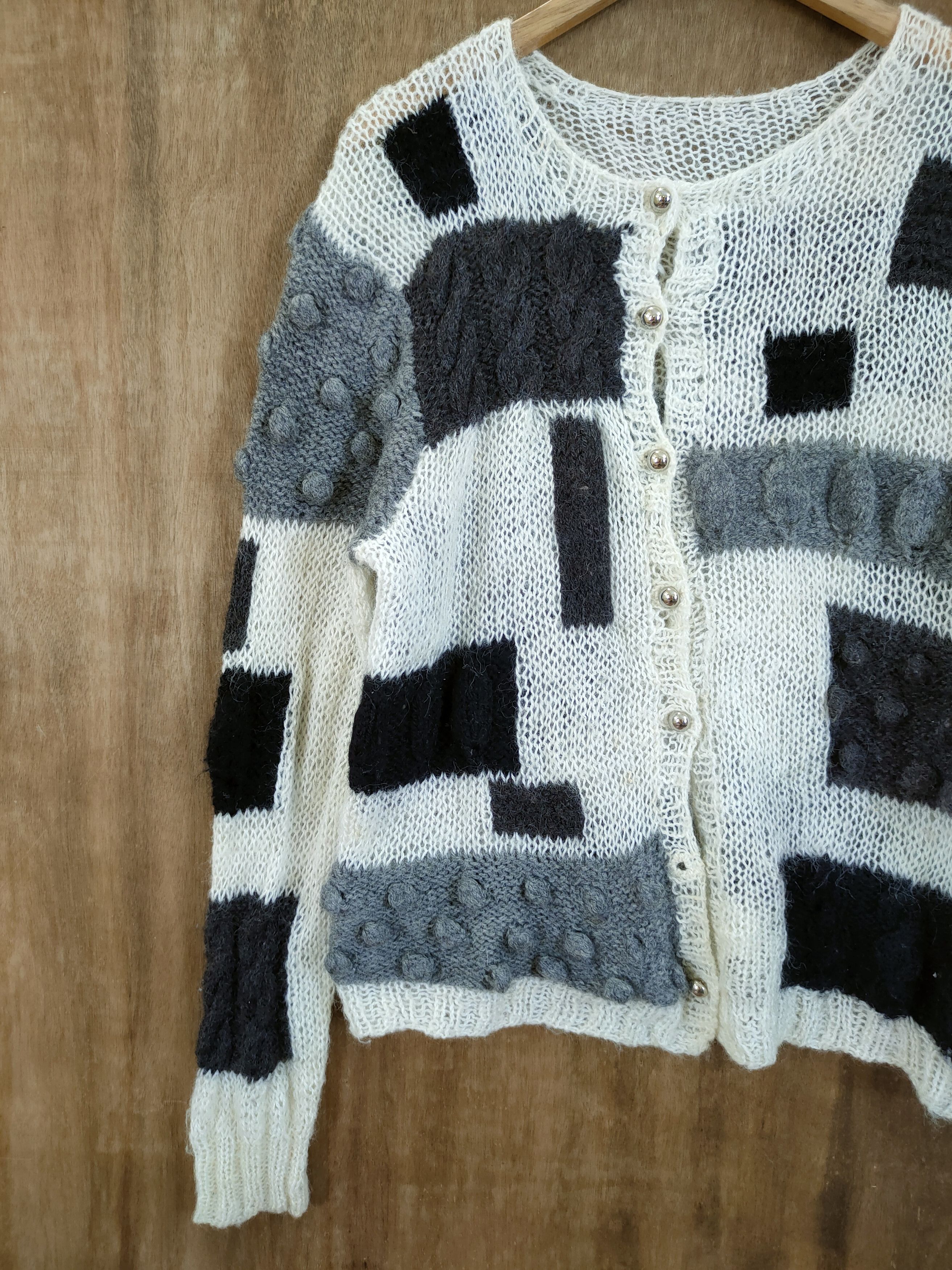 Vintage DL Japan thin mohair crochet meshnet patch knitwear #46-815 Size US M / EU 48-50 / 2 - 2 Thumbnail