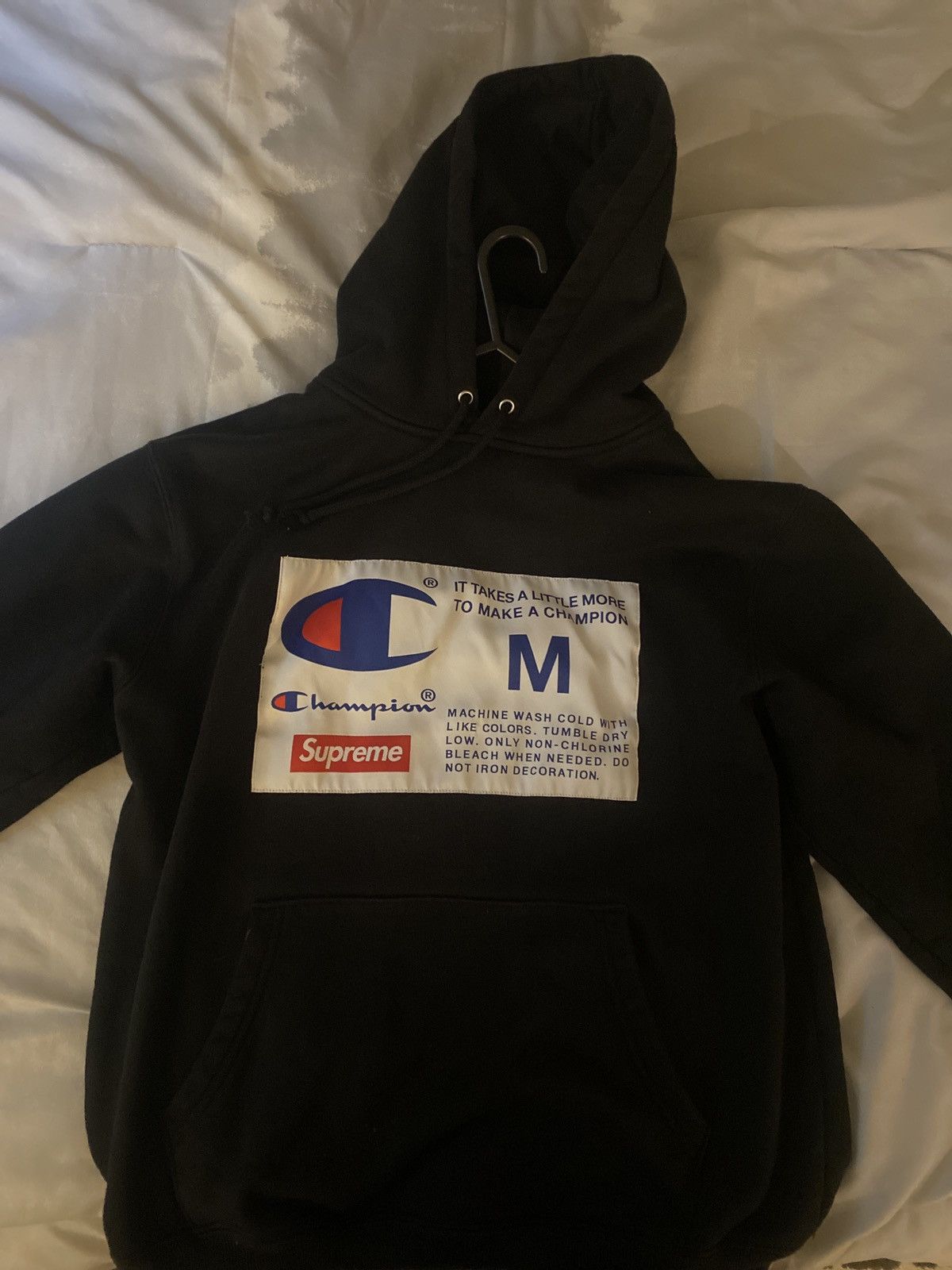 Supreme champion label hooded sweatshirt
