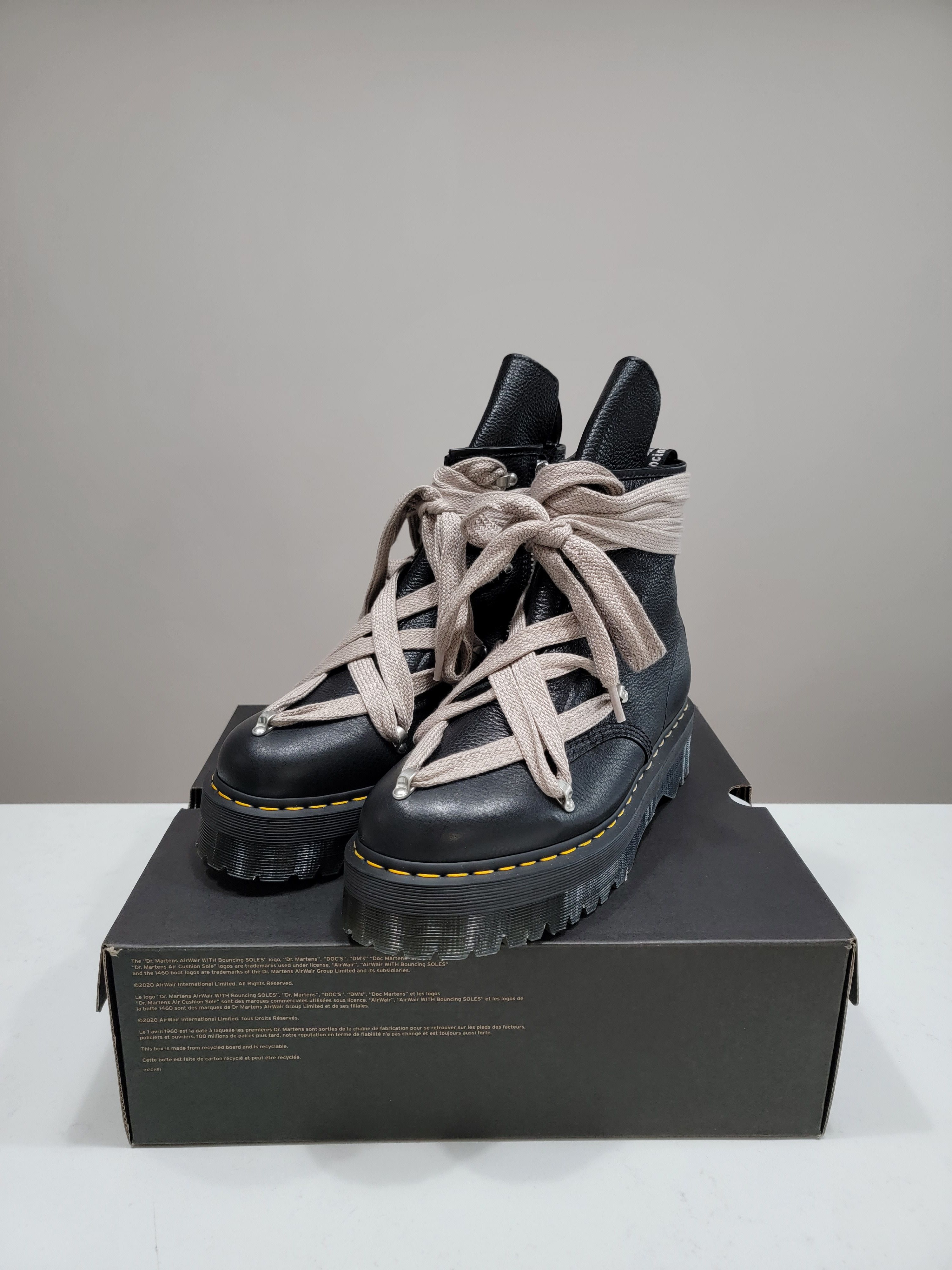 image of Rick Owens Dr Doc Martens Jumbo Hex Pentagram Lace Quad Sole Shoes in Black, Men's (Size 11)