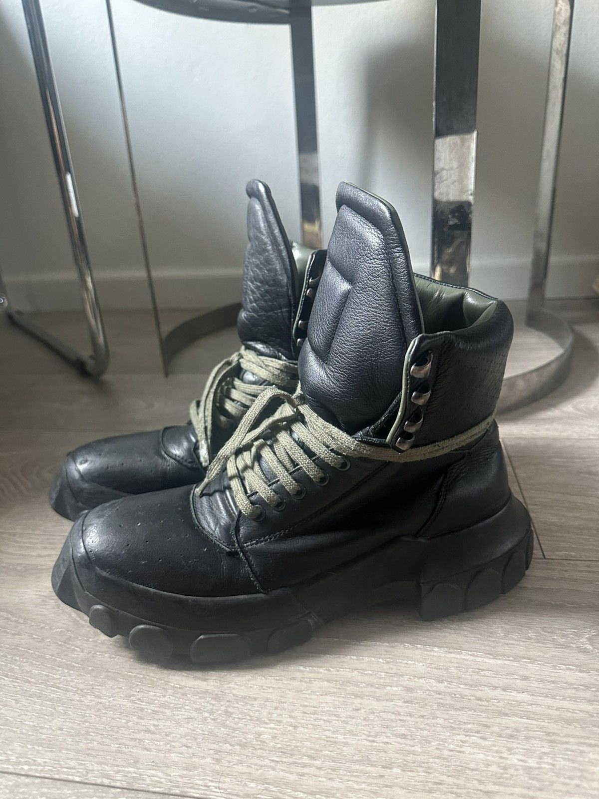 Pre-owned Rick Owens Lace Up Army Tractor Bozo Boots 42 In