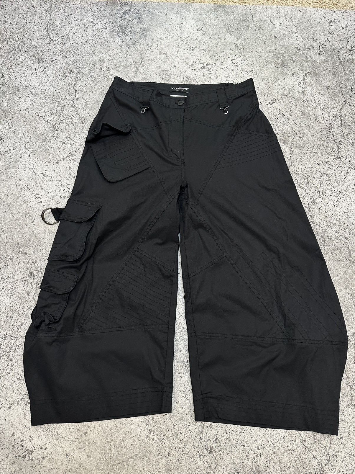 image of 20471120 x Dolce Gabbana Parachute Cropped Bootcut Cargo Pants in Black, Men's (Size 30)