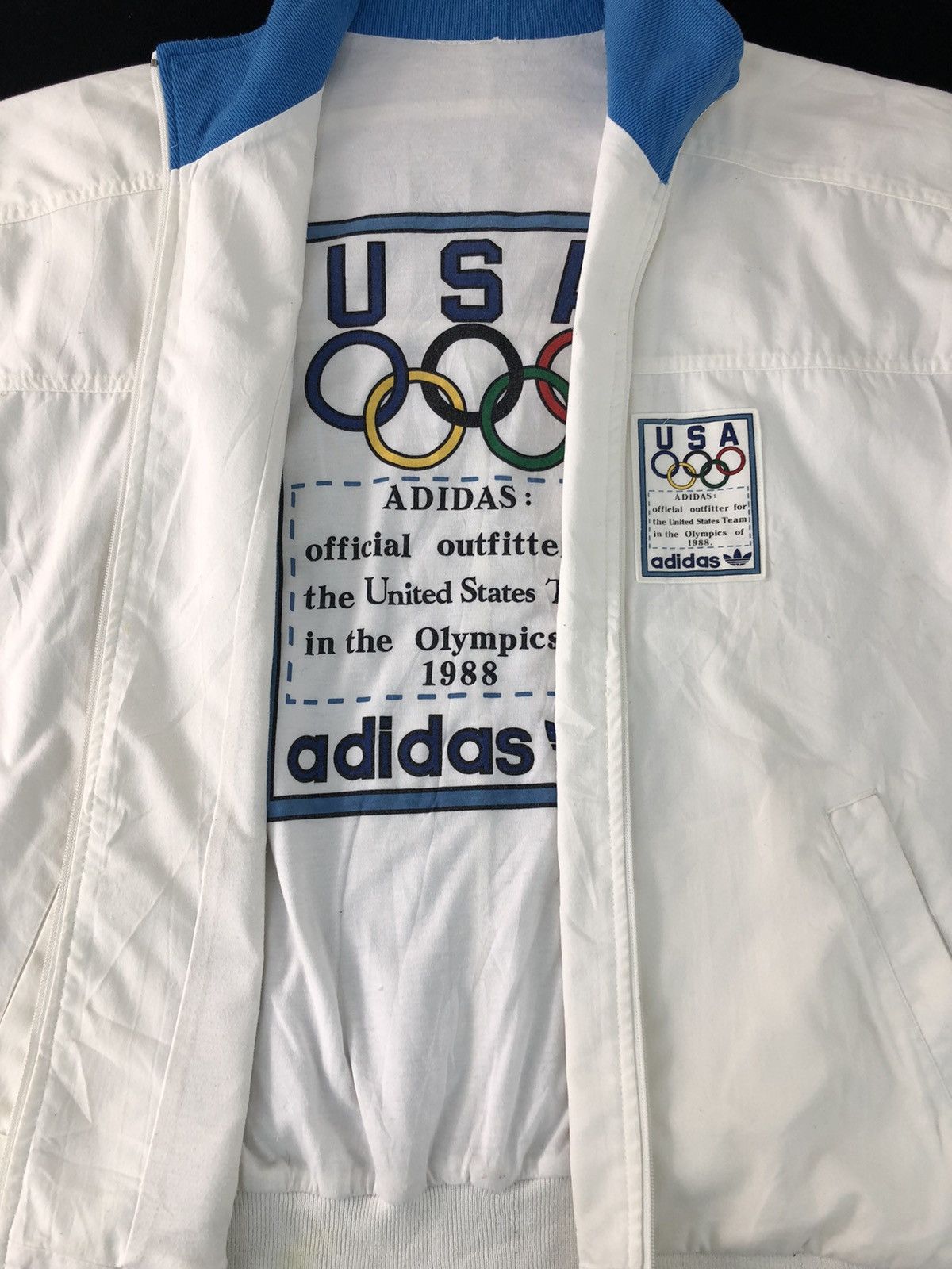 Adidas × USA Olympics 80s Zipper Adidas Olympic USA Bomber Style Big Logo Inner Size US XL / EU 56 / 4 - 3 Thumbnail