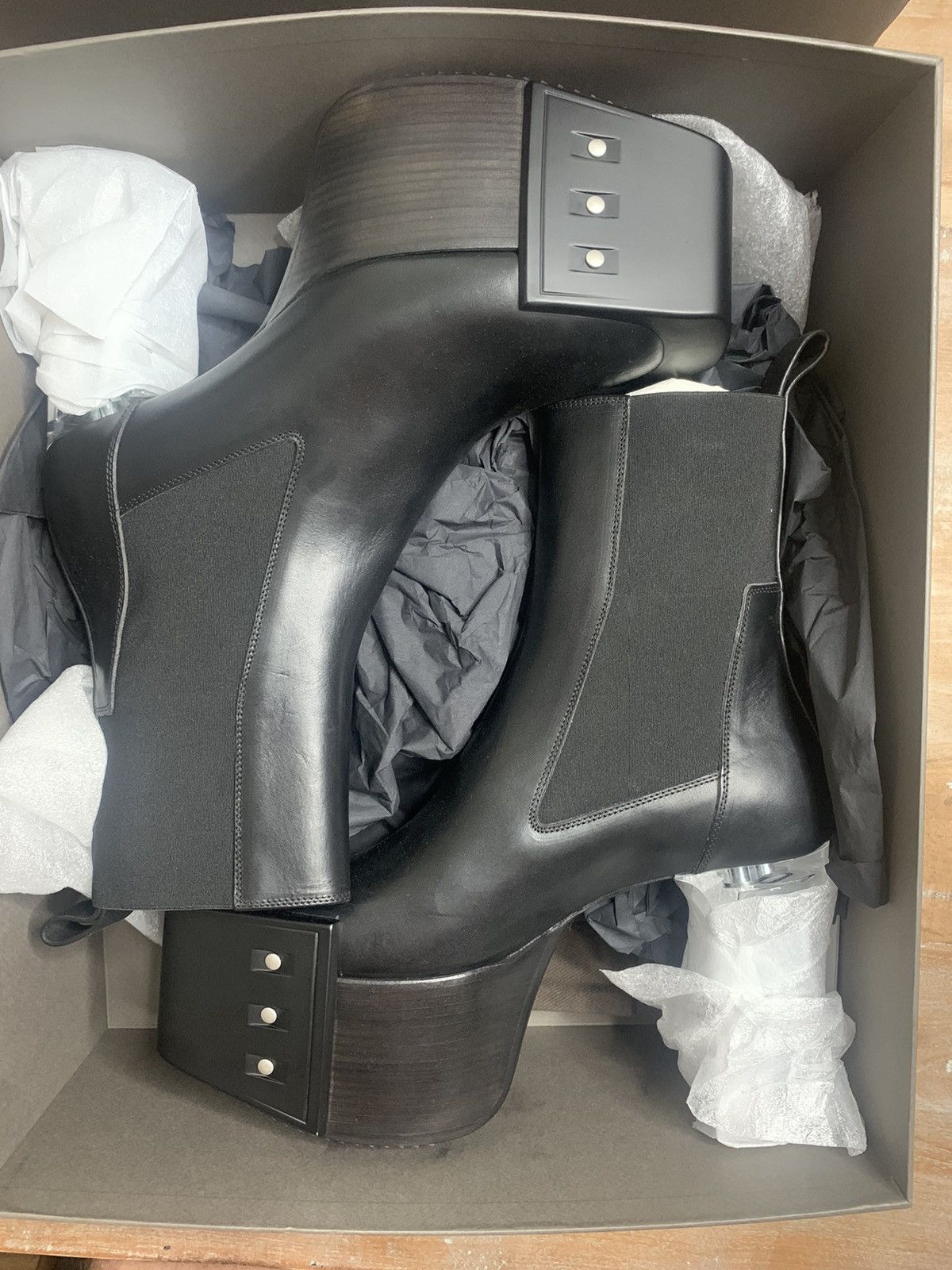 Rick Owens Black Beveled kiss boots EU42 Size US 9 / EU 42 - 7 Thumbnail
