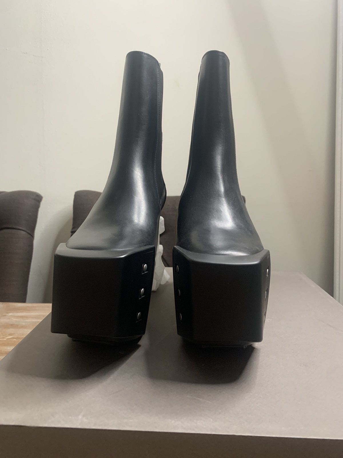 Rick Owens Black Beveled kiss boots EU42 Size US 9 / EU 42 - 2 Thumbnail