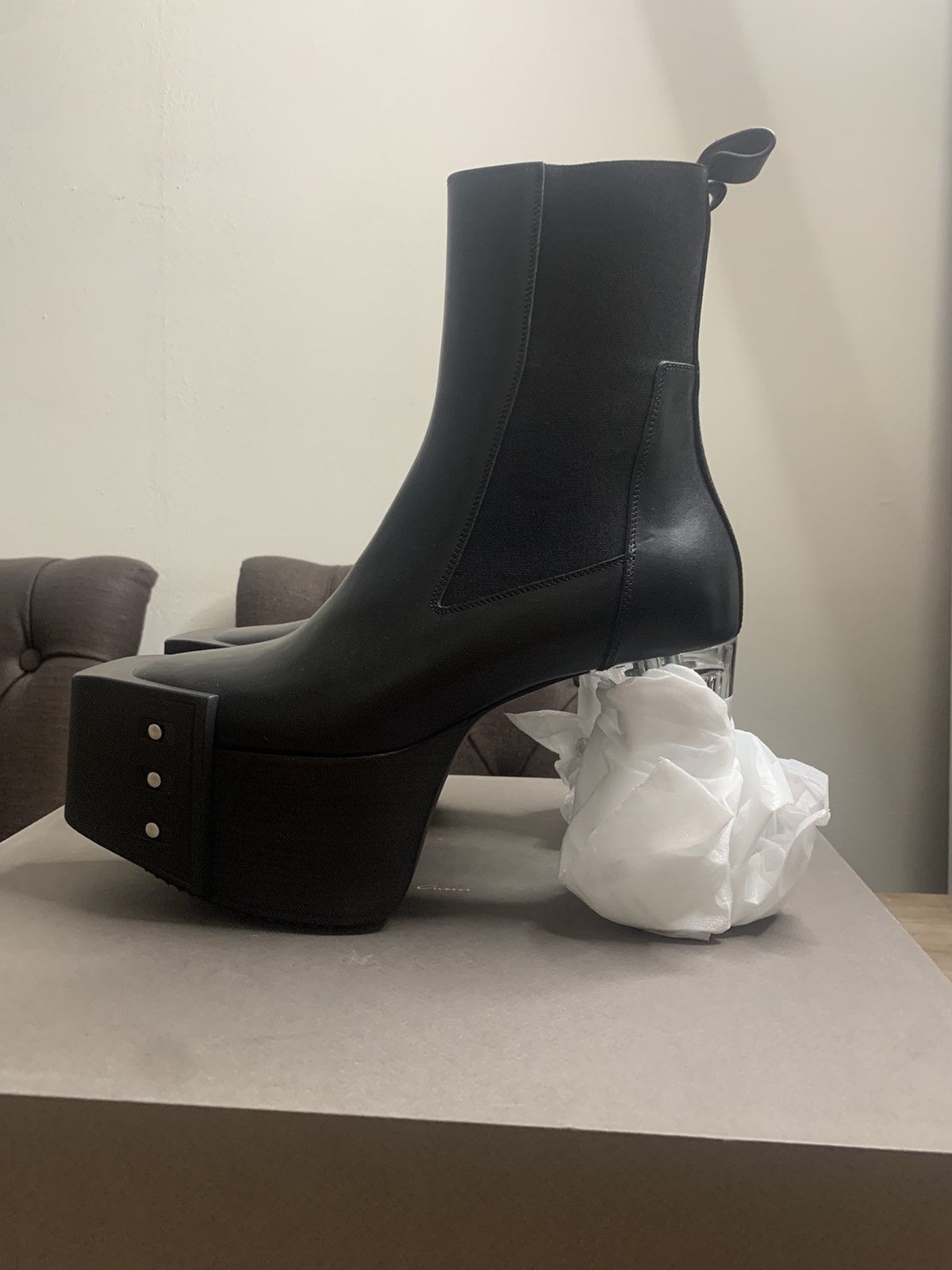 Rick Owens Black Beveled kiss boots EU42 Size US 9 / EU 42 - 3 Thumbnail