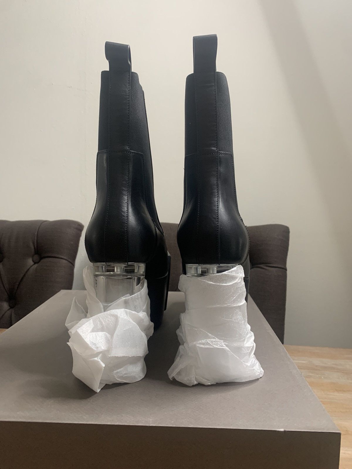 Rick Owens Black Beveled kiss boots EU42 Size US 9 / EU 42 - 4 Thumbnail