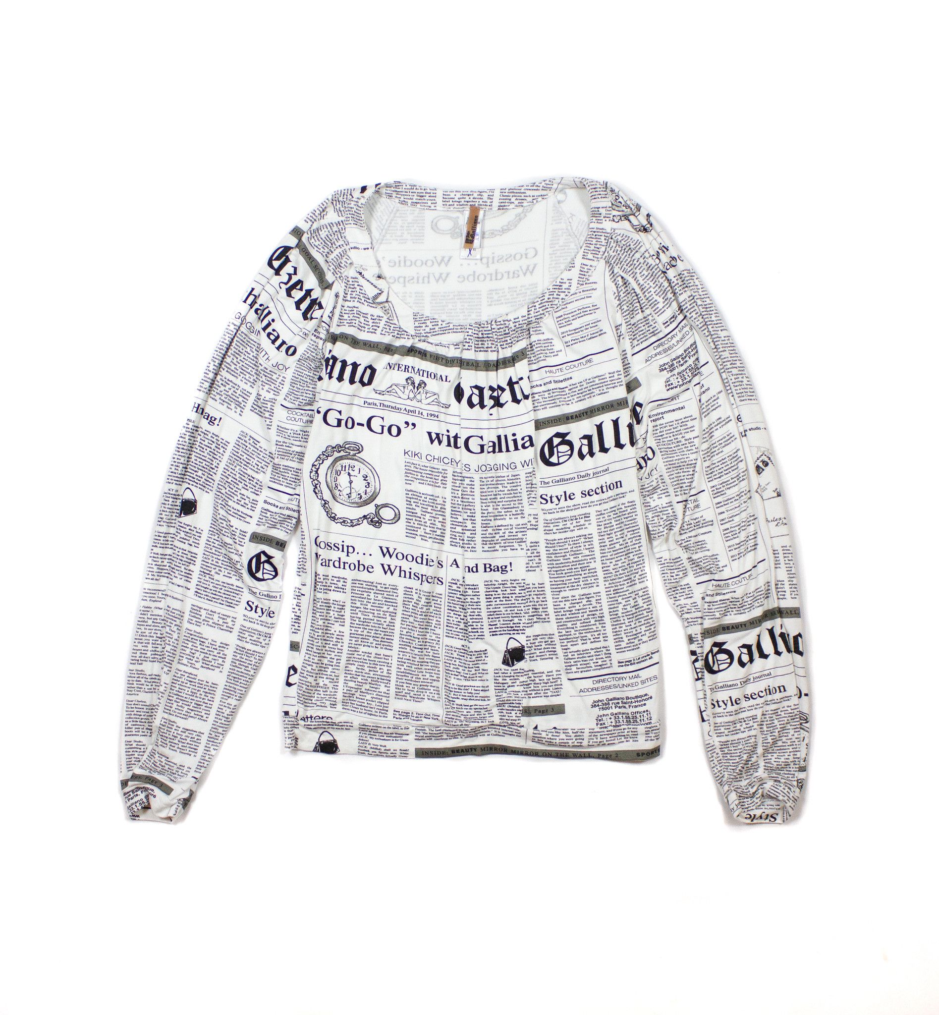 image of John Galliano Longsleeve Gazette in White, Women's (Size Small)