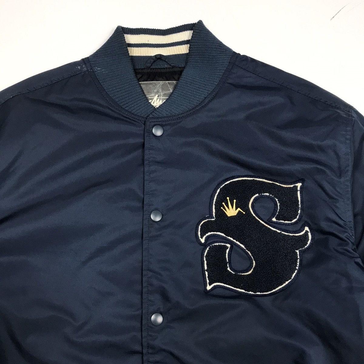 Stussy × Vintage Vintage STUSSY Crown logo bomber varsity style jacket Size US L / EU 52-54 / 3 - 2 Thumbnail