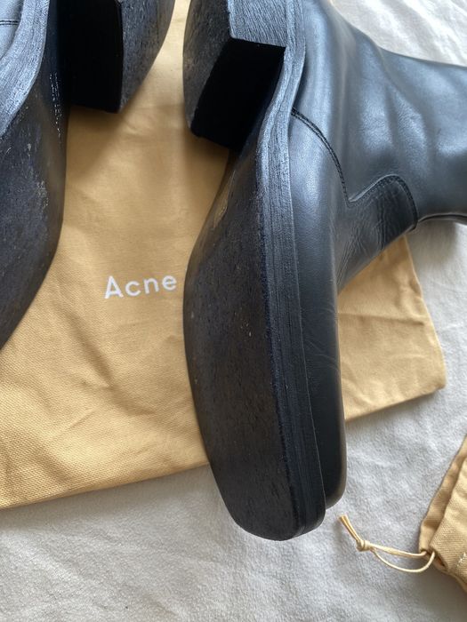 Acne Studios Acne Studios Men's Black SquareToe Leather Ankle Boots Grailed