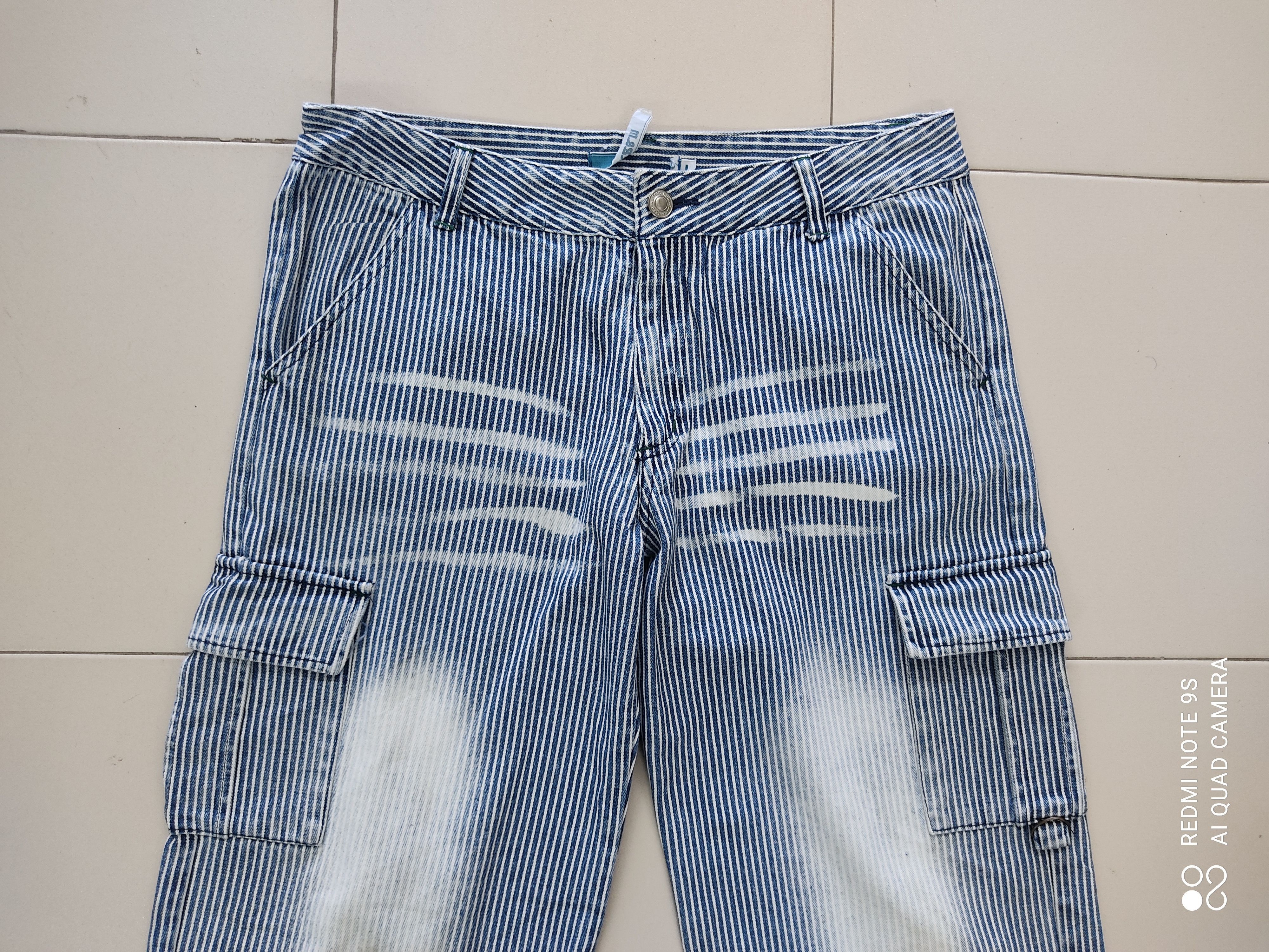 Japanese Brand Blue Stripe Multipocket Utility Cargo Pants Size US 31 - 2 Thumbnail