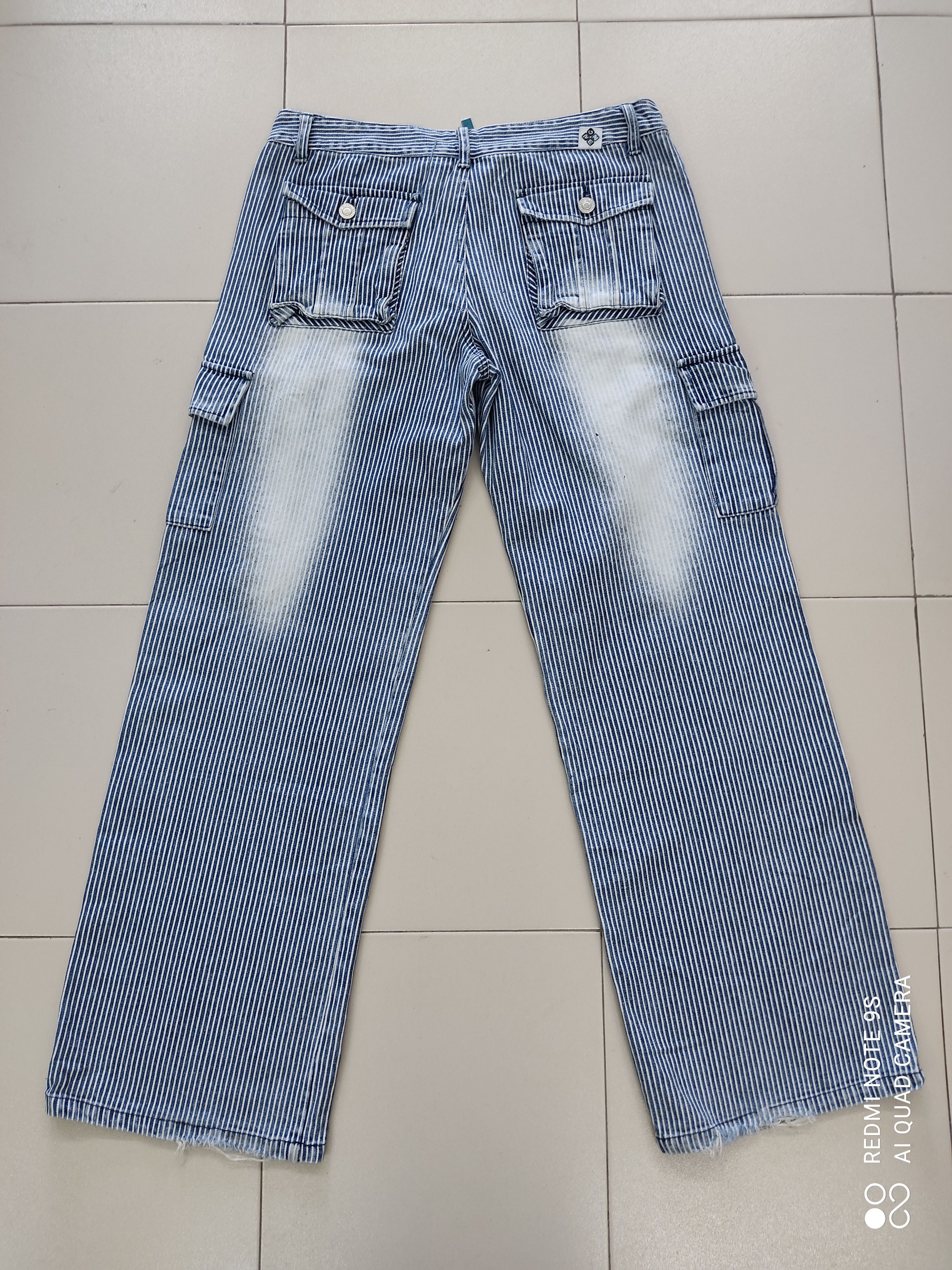 Japanese Brand Blue Stripe Multipocket Utility Cargo Pants Size US 31 - 11 Thumbnail