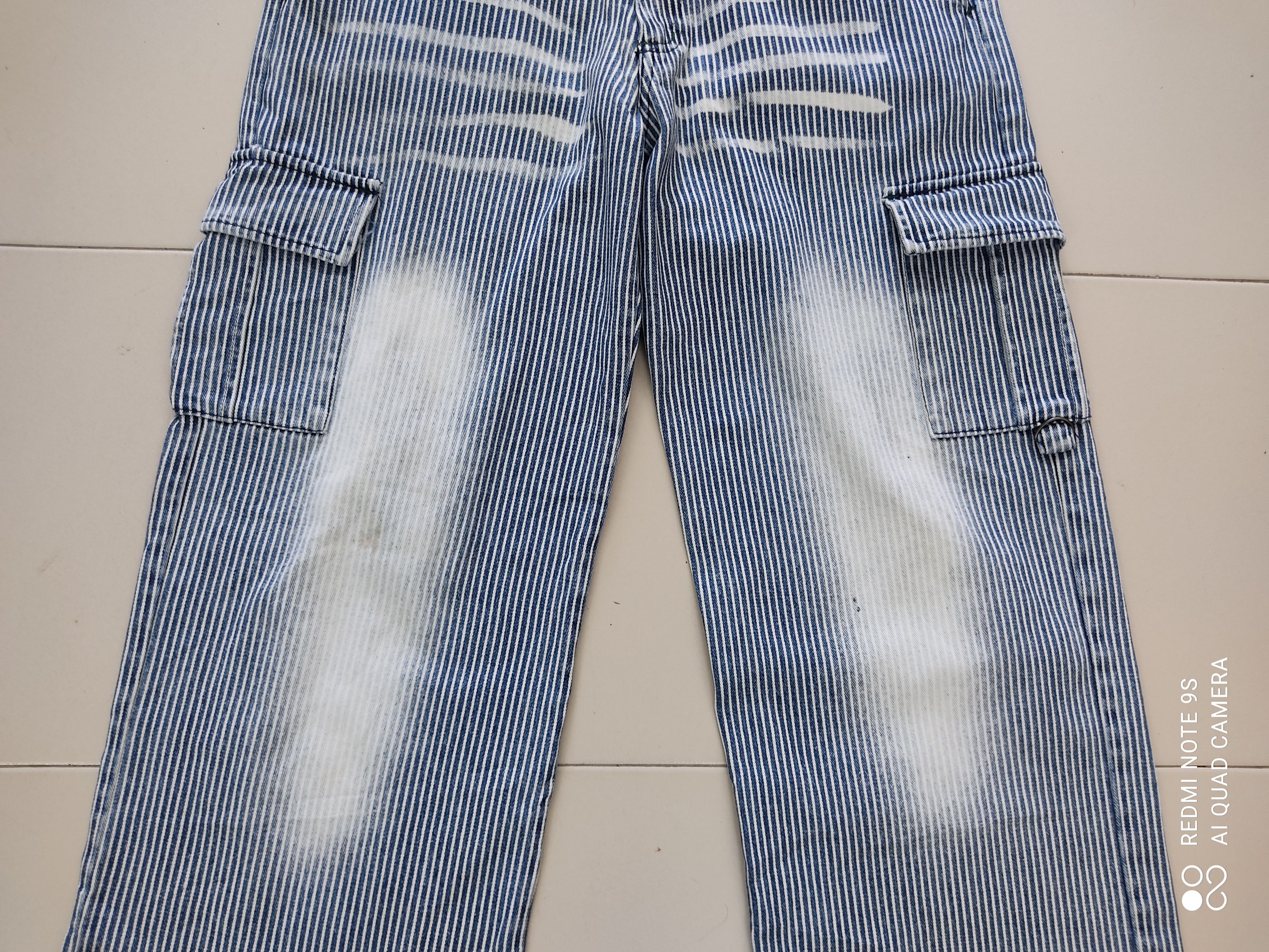 Japanese Brand Blue Stripe Multipocket Utility Cargo Pants Size US 31 - 3 Thumbnail