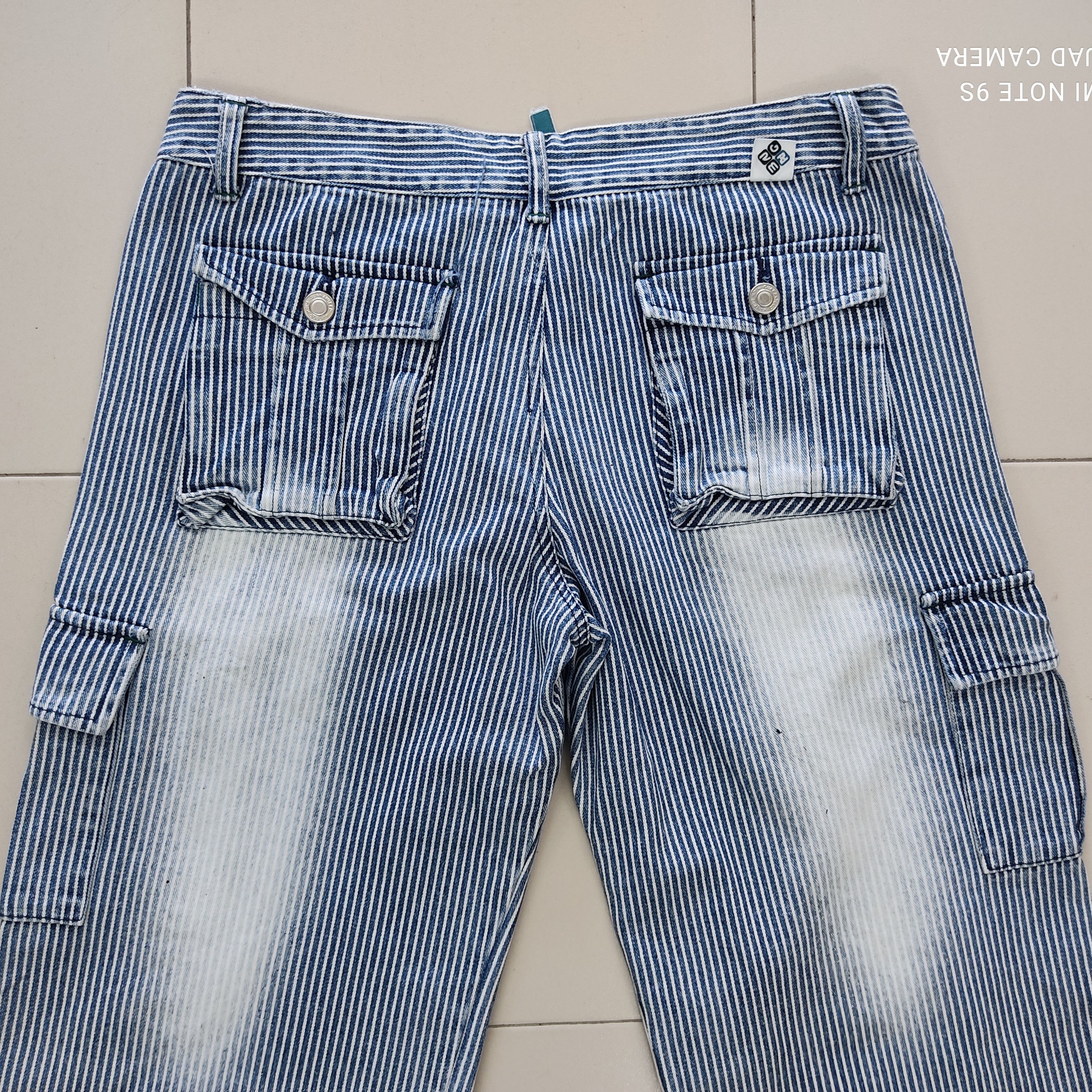 Japanese Brand Blue Stripe Multipocket Utility Cargo Pants Size US 31 - 12 Thumbnail