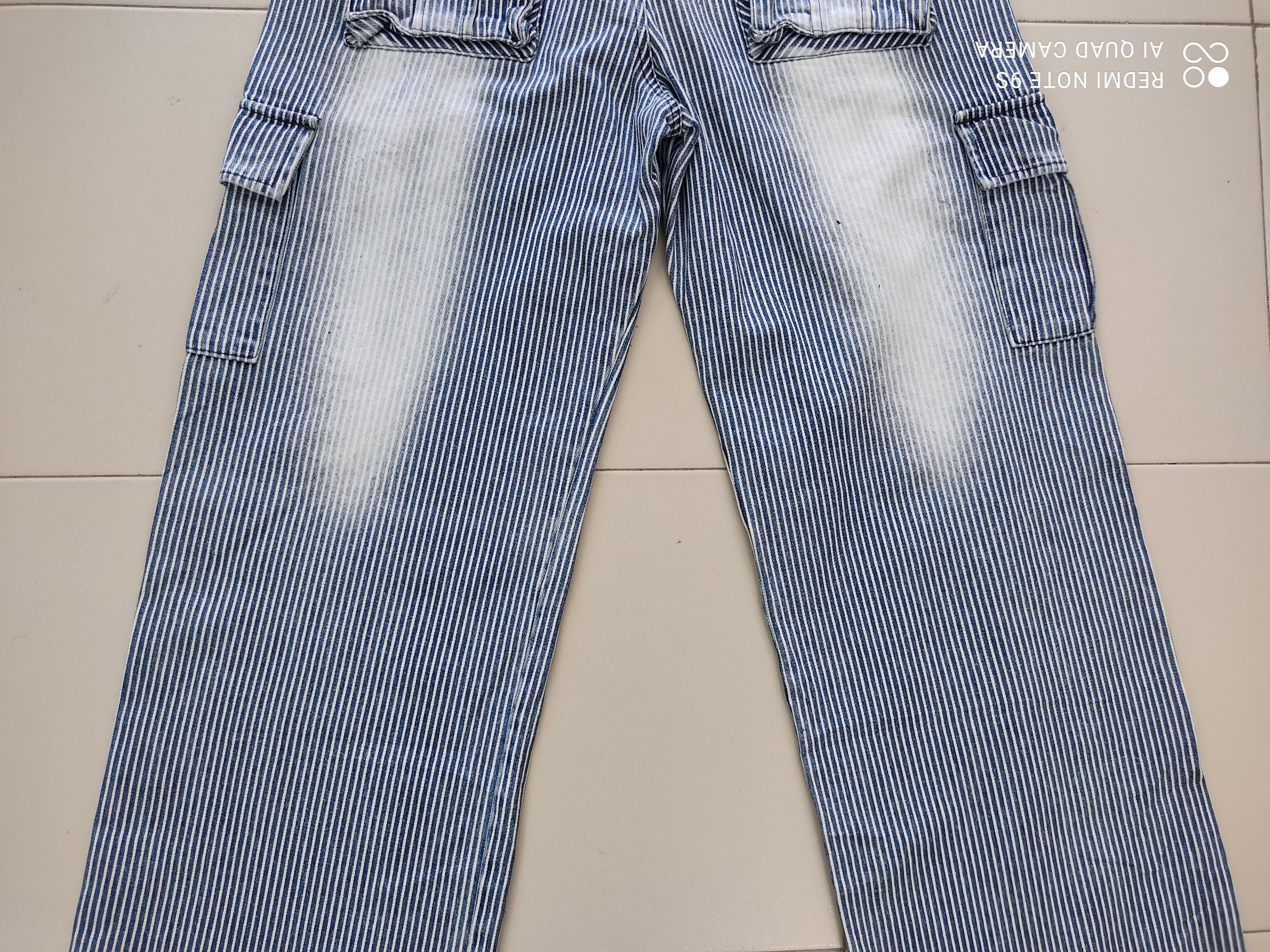 Japanese Brand Blue Stripe Multipocket Utility Cargo Pants Size US 31 - 13 Thumbnail