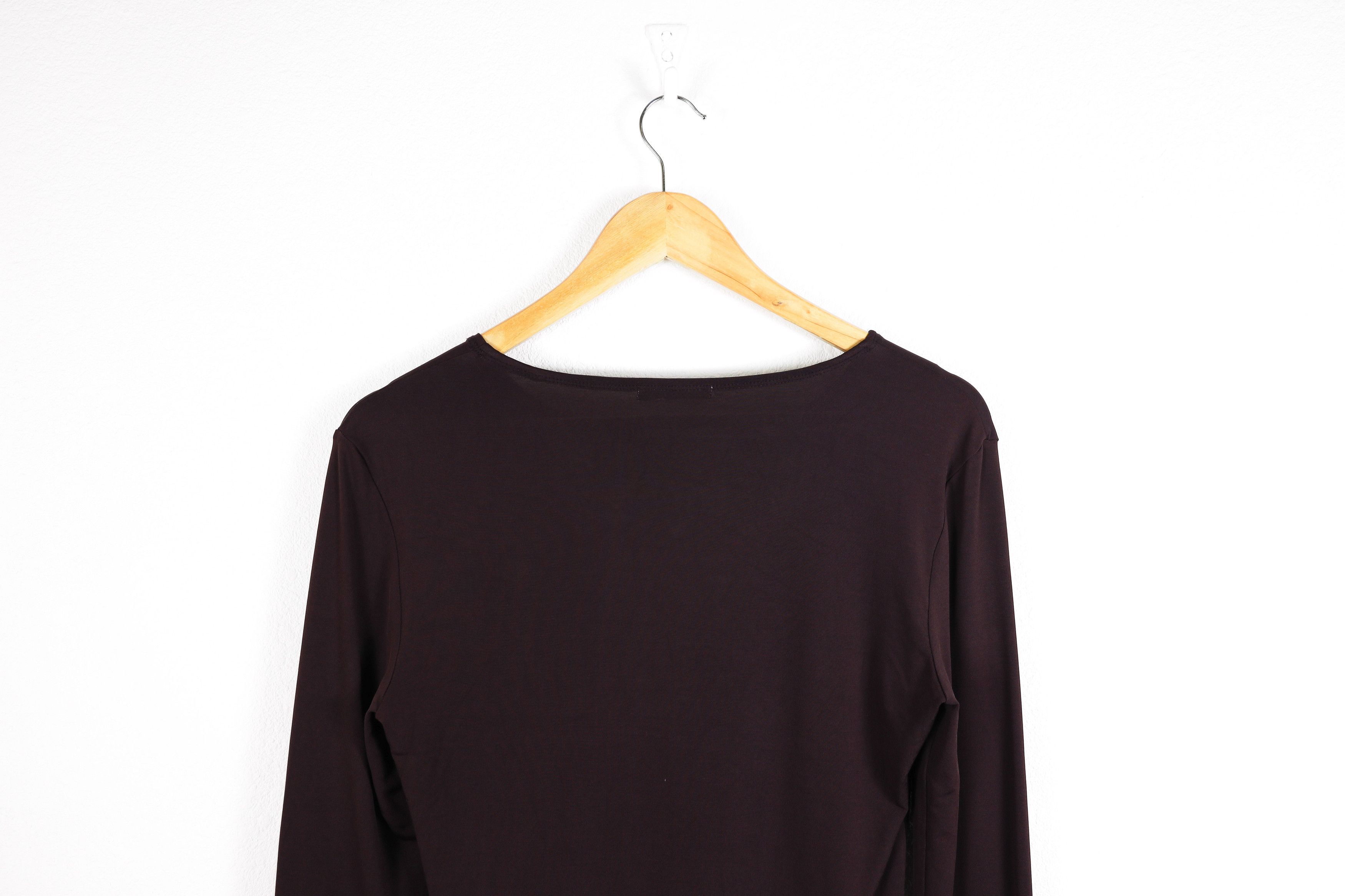 Issey Miyake Vintage Issey Miyake Dark Burgundy Long Sleeve T-shirt Tee Size M / US 6-8 / IT 42-44 - 9 Thumbnail
