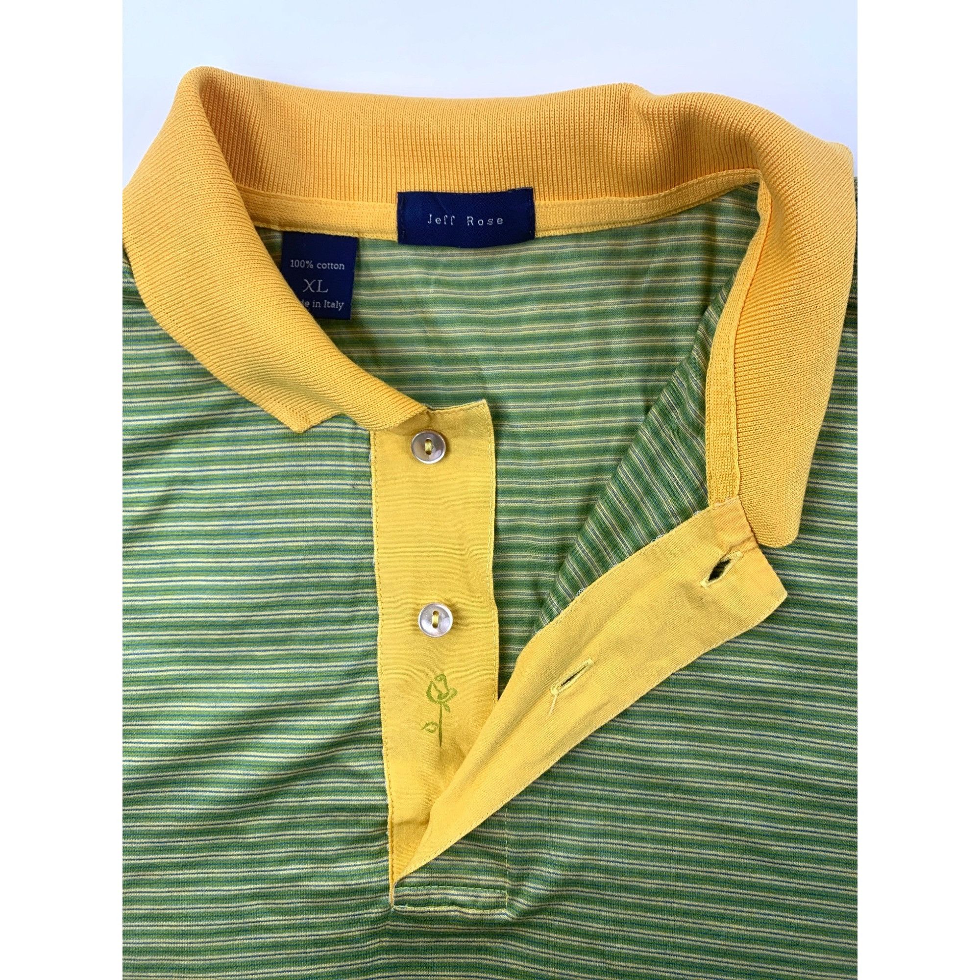 Jeff Rose Jeff Rose Mens Green & Yellow Mercerized Cotton Polo Shirt Size US XL / EU 56 / 4 - 13 Preview