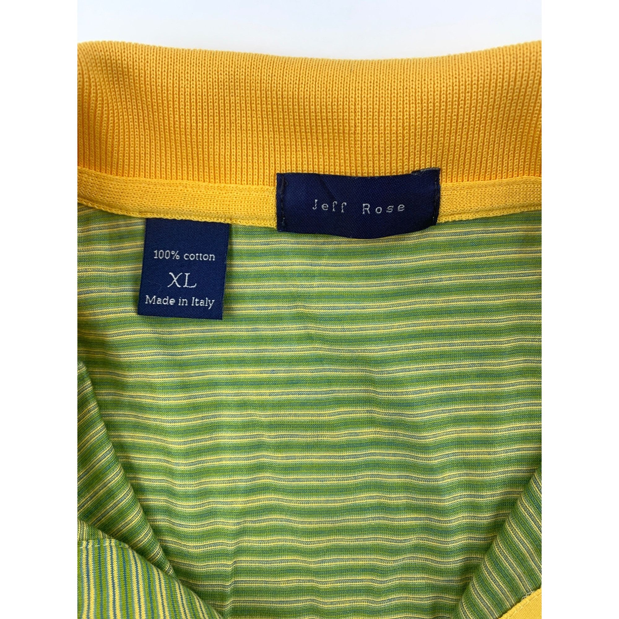 Jeff Rose Jeff Rose Mens Green & Yellow Mercerized Cotton Polo Shirt Size US XL / EU 56 / 4 - 5 Thumbnail