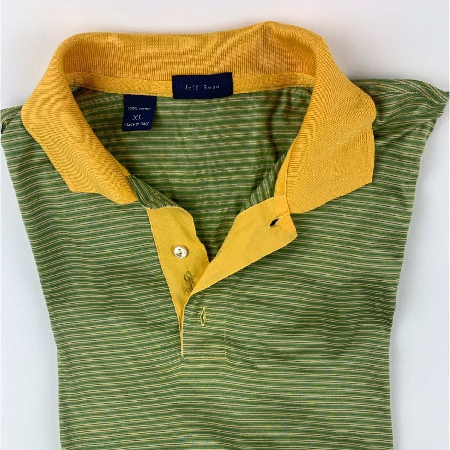 Jeff Rose Jeff Rose Mens Green & Yellow Mercerized Cotton Polo Shirt Size US XL / EU 56 / 4 - 12 Thumbnail