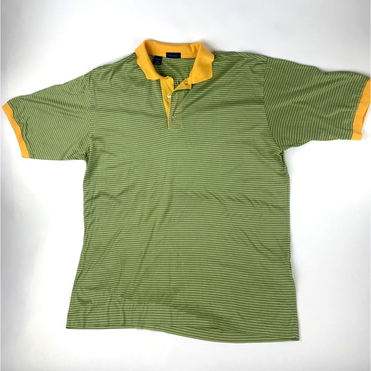 Jeff Rose Jeff Rose Mens Green & Yellow Mercerized Cotton Polo Shirt Size US XL / EU 56 / 4 - 3 Thumbnail