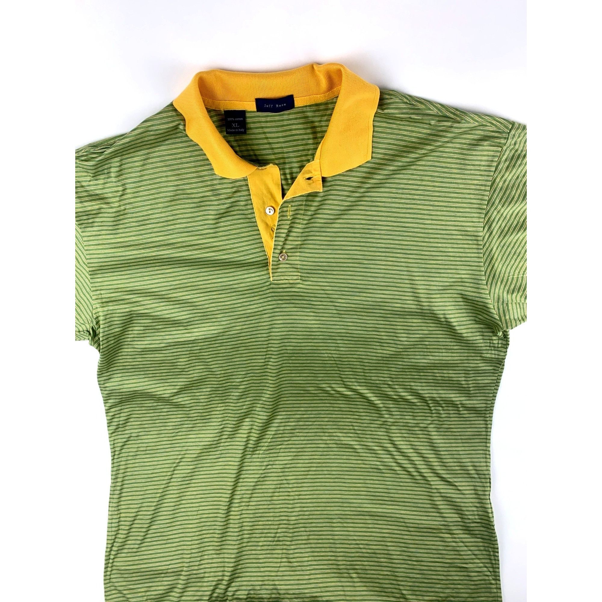 Jeff Rose Jeff Rose Mens Green & Yellow Mercerized Cotton Polo Shirt Size US XL / EU 56 / 4 - 2 Preview