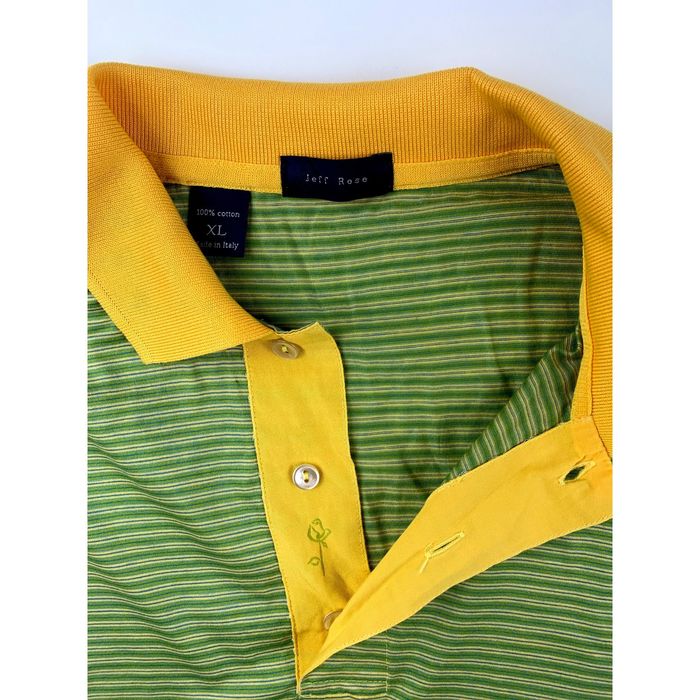Jeff Rose Jeff Rose Mens Green & Yellow Mercerized Cotton Polo