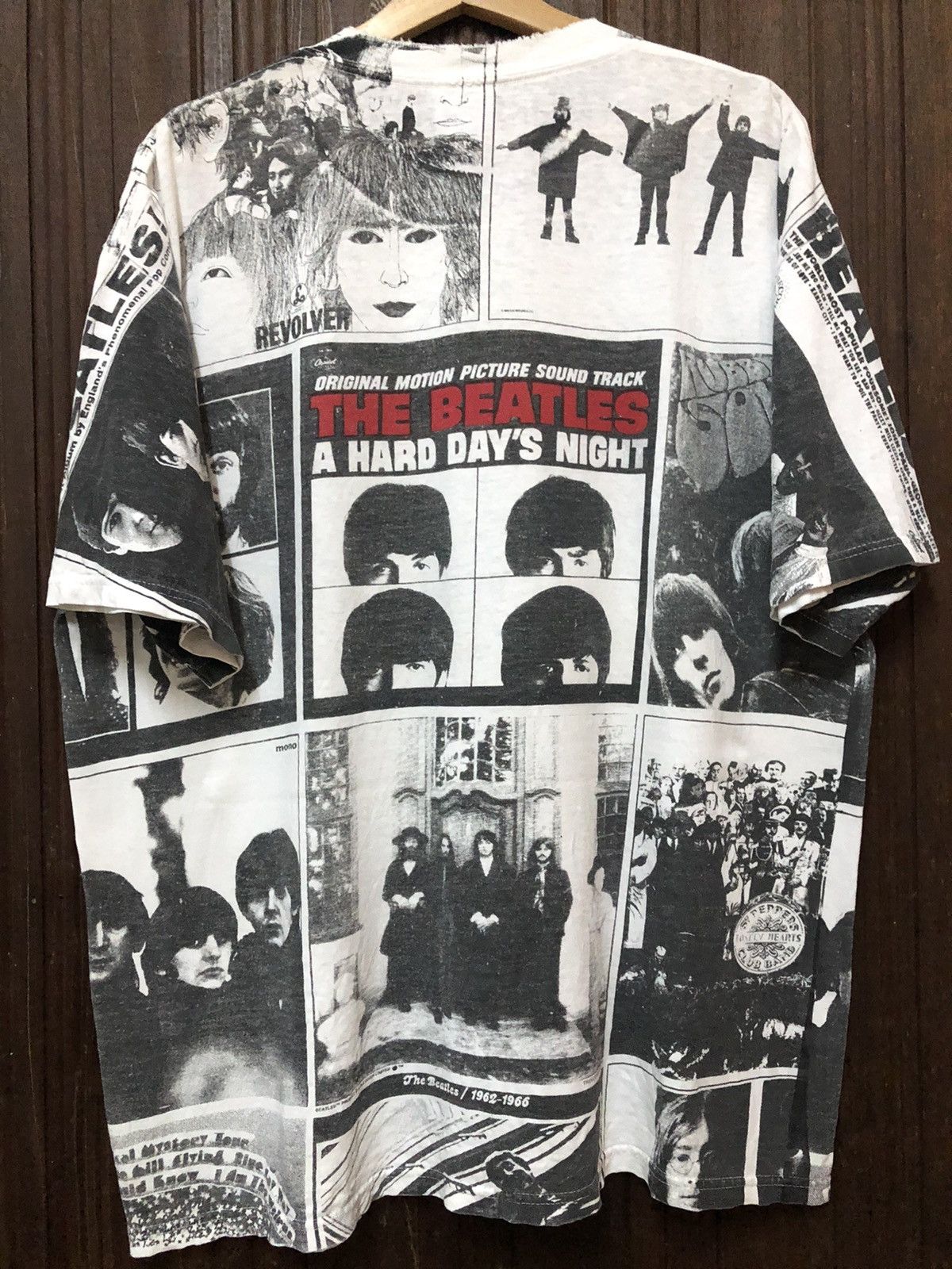 Band Tees × Vintage Vintage 90s The Beatles Rock Band Over Full Print Tee Shirt Size US XL / EU 56 / 4 - 12 Thumbnail