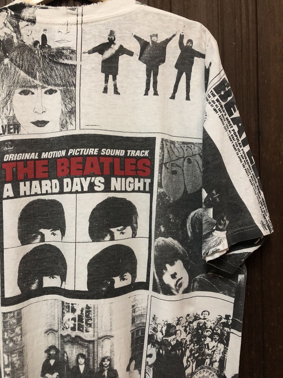 Band Tees × Vintage Vintage 90s The Beatles Rock Band Over Full Print Tee Shirt Size US XL / EU 56 / 4 - 15 Thumbnail
