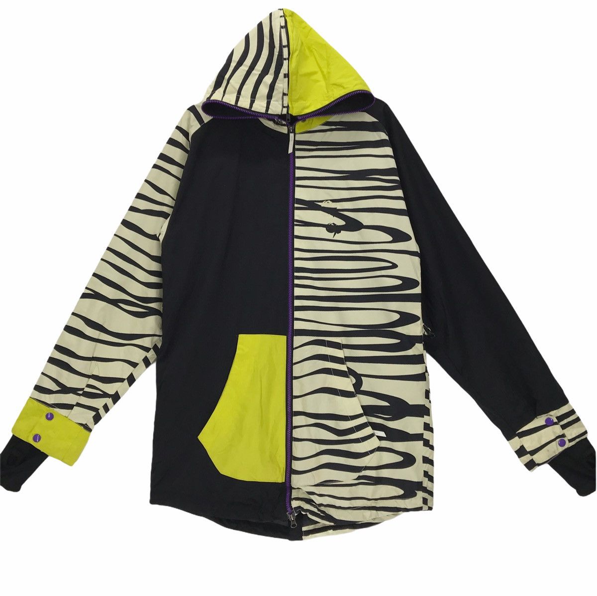 image of Vintage Command 9 Project Multicolored Abstract Print Snow Jacket in Black, Men's (Size Large)