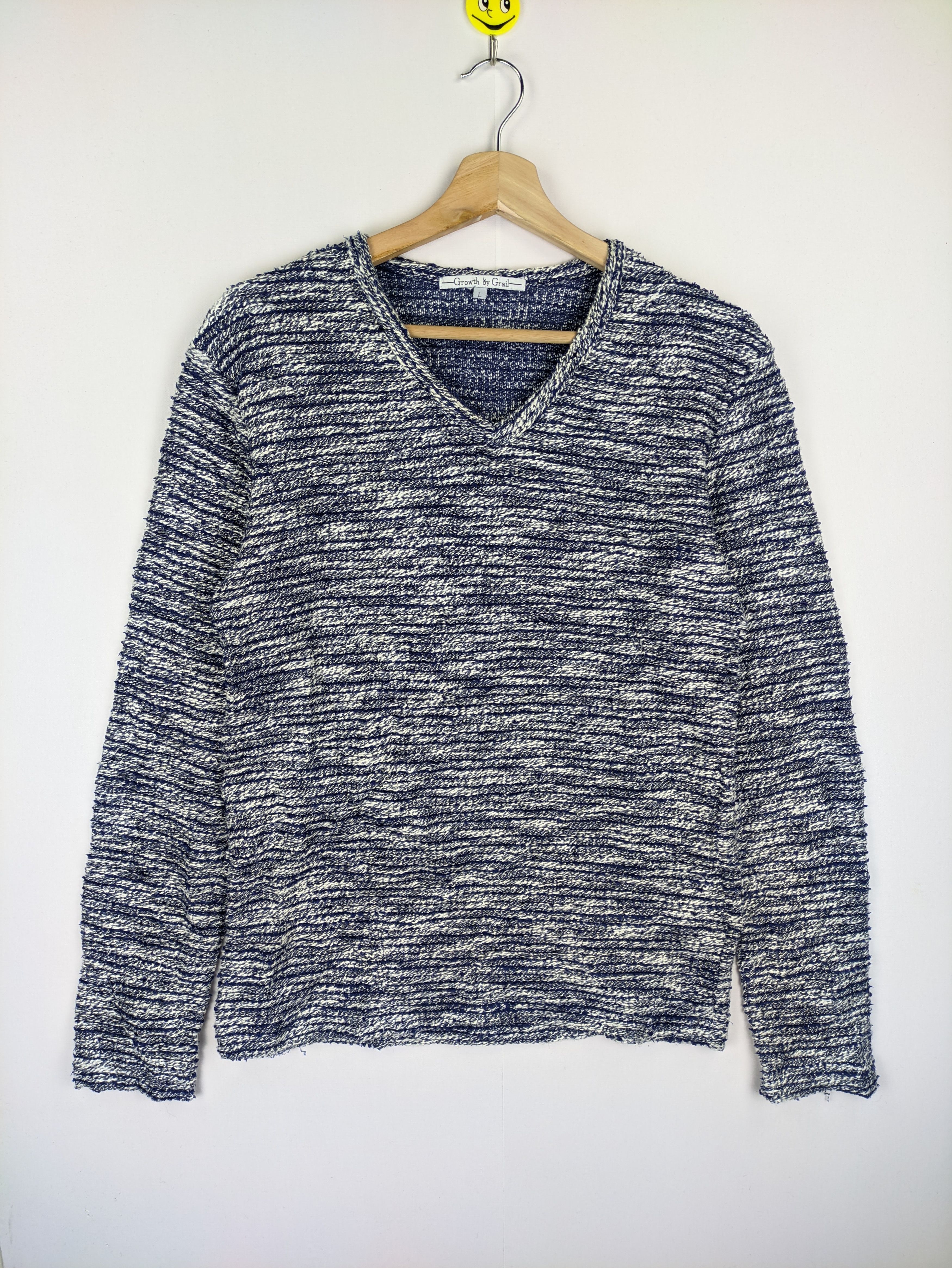 Japanese Brand Steals🔥Knit Sweater V Neck Pullover Embossed Design Size US S / EU 44-46 / 1 - 1 Thumbnail