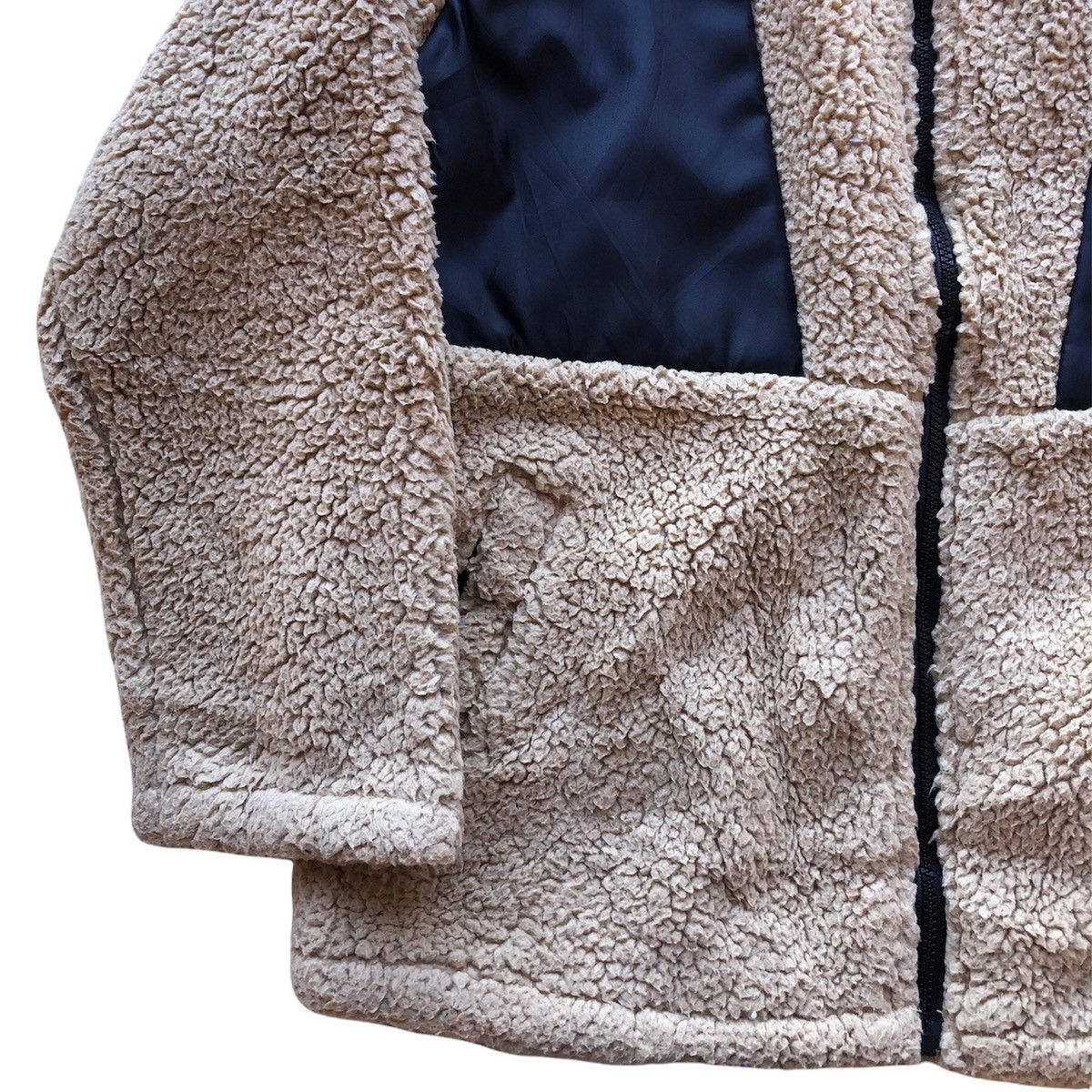 Japanese Brand Vintage Y2K Sherpa Fleece Jacket Big logo Embroidered Size US XXS / EU 40 - 4 Thumbnail