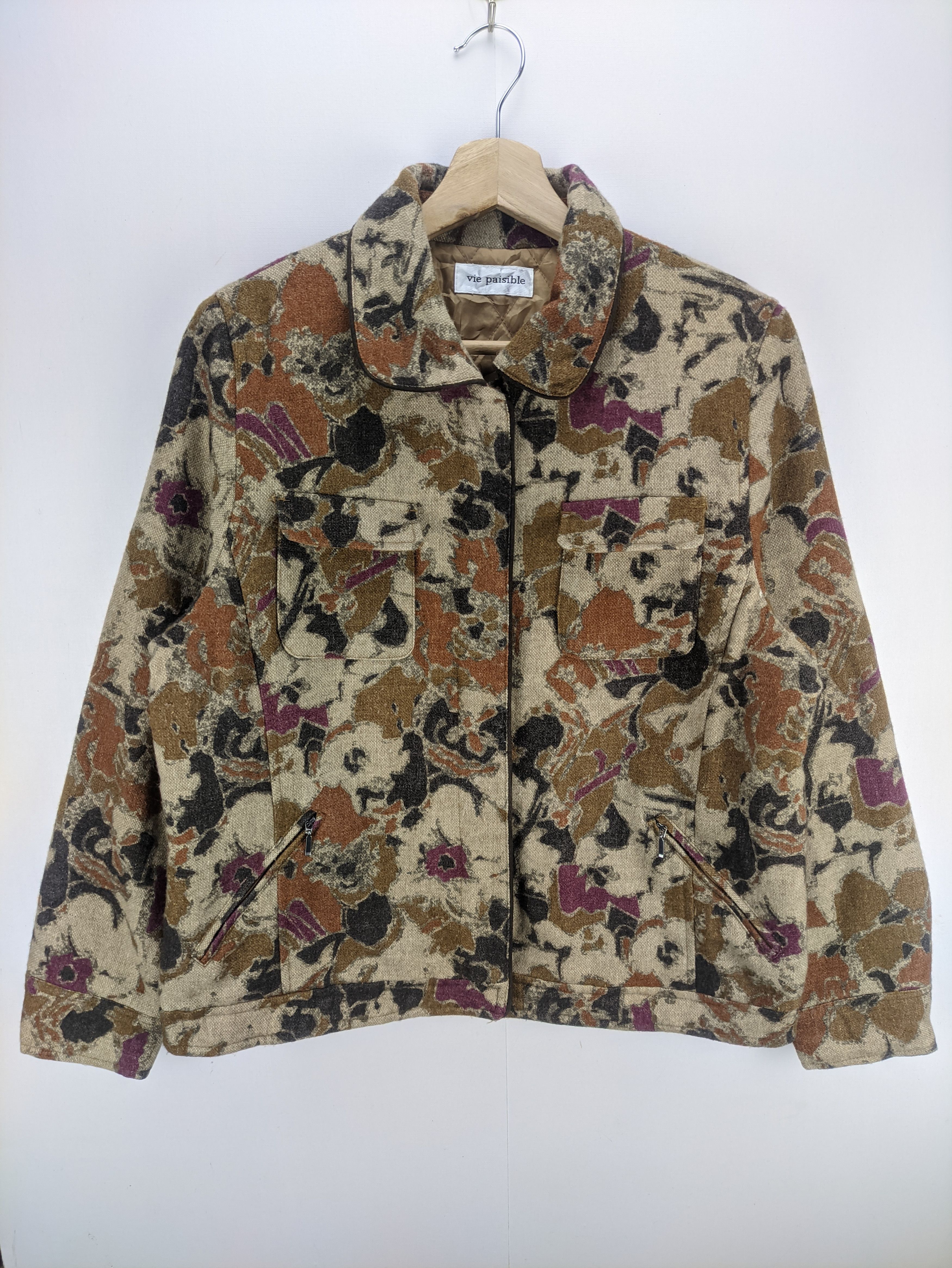 Japanese Brand Steals🔥Vintage Floral Cropped Zip Jacket by Vie Paisible Size M / US 6-8 / IT 42-44 - 1 Thumbnail