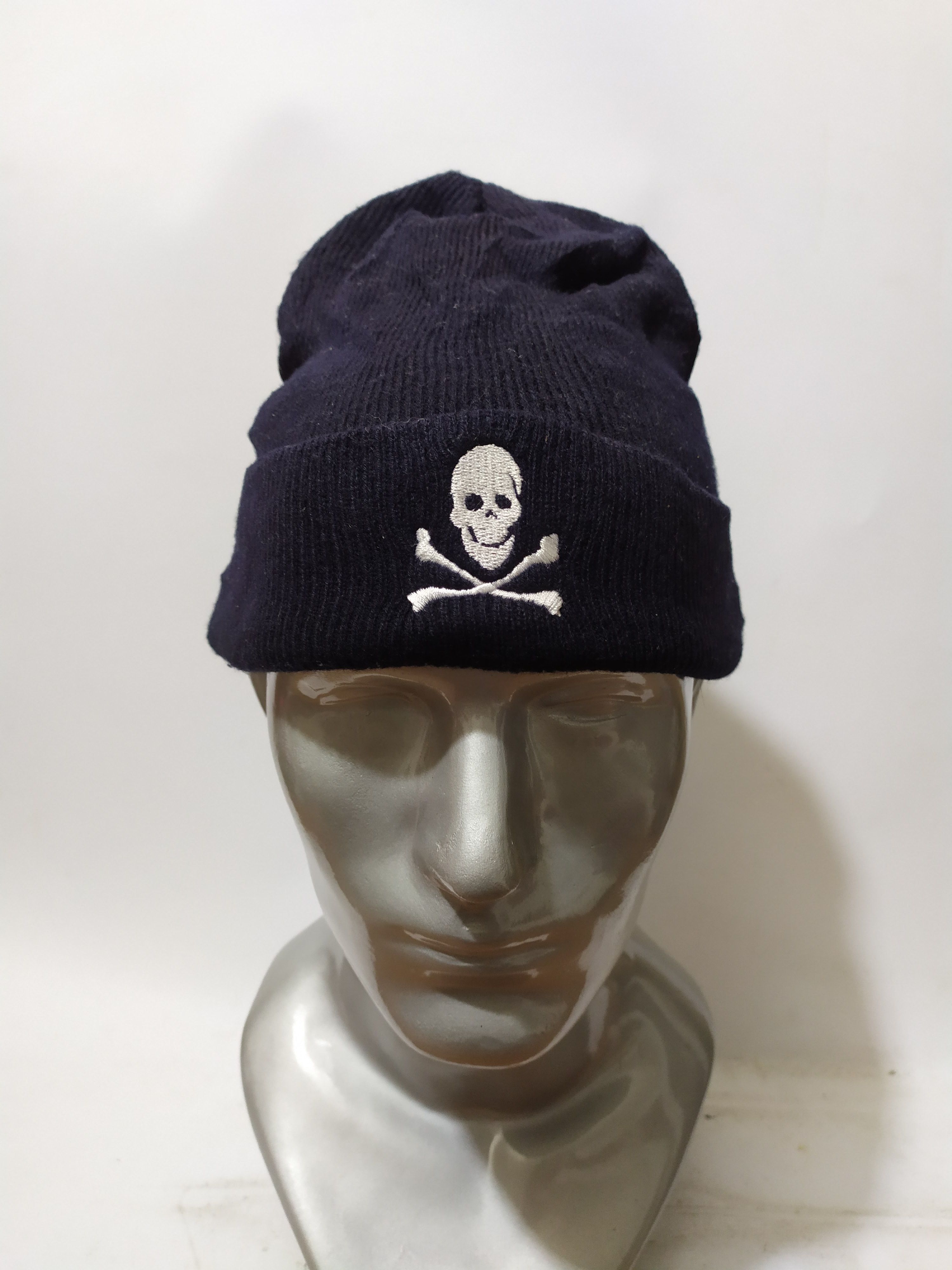 image of Avant Garde Skull Skeleton Embroidery Design Punk Bondage Beanie Hats in Black, Men's